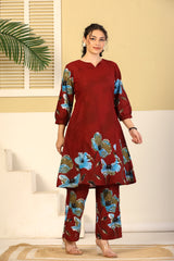 Wine Bloom Statement Co-ord Set