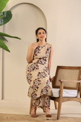 Beige Floral Ease Co-ord Set