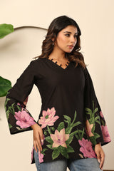 Midnight Bloom Statement Top