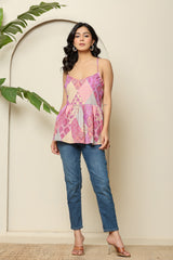 Boho Patchwork Spaghetti Top