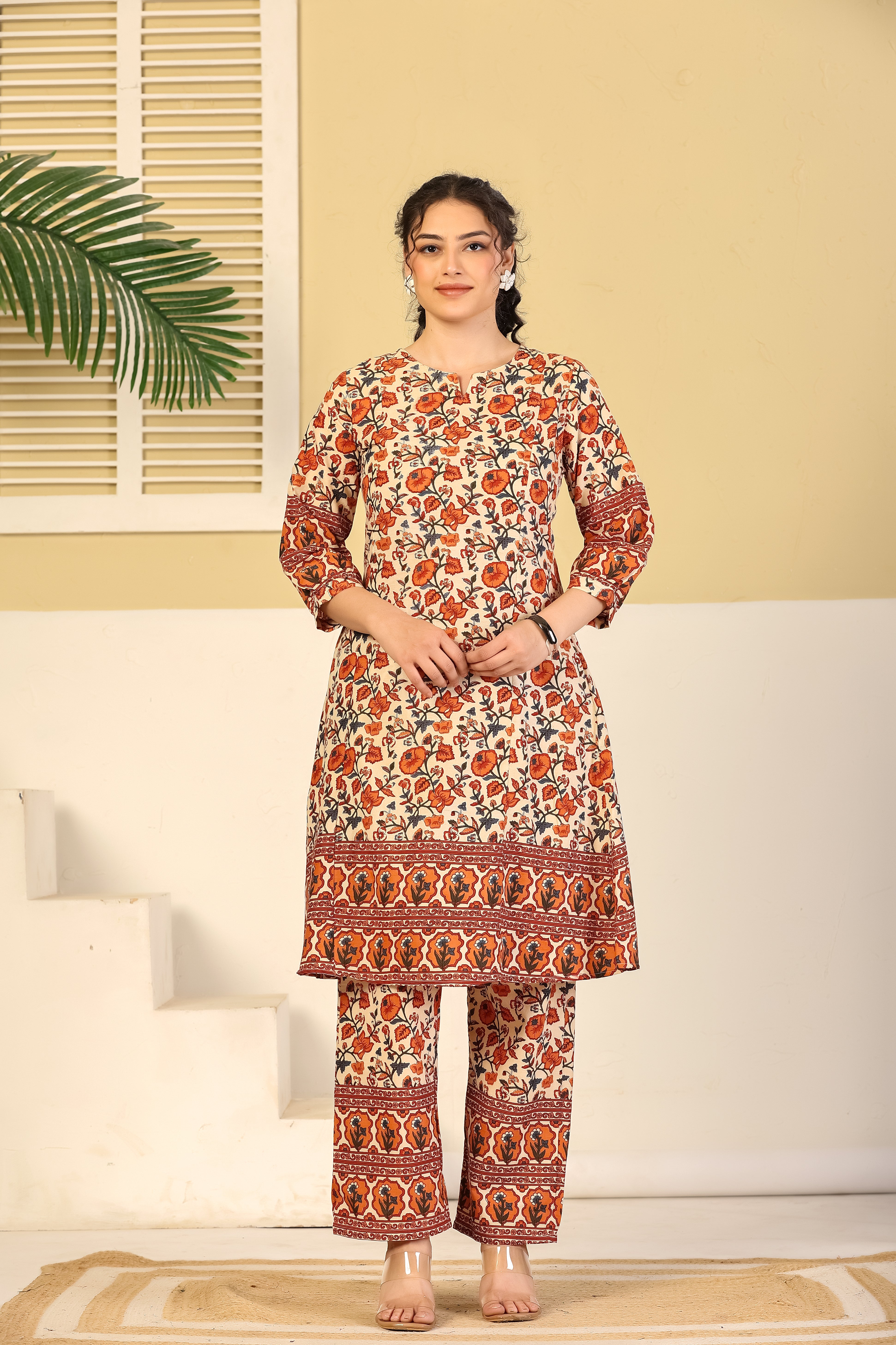 Rust Bloom Printed Cotton Co-ord Set