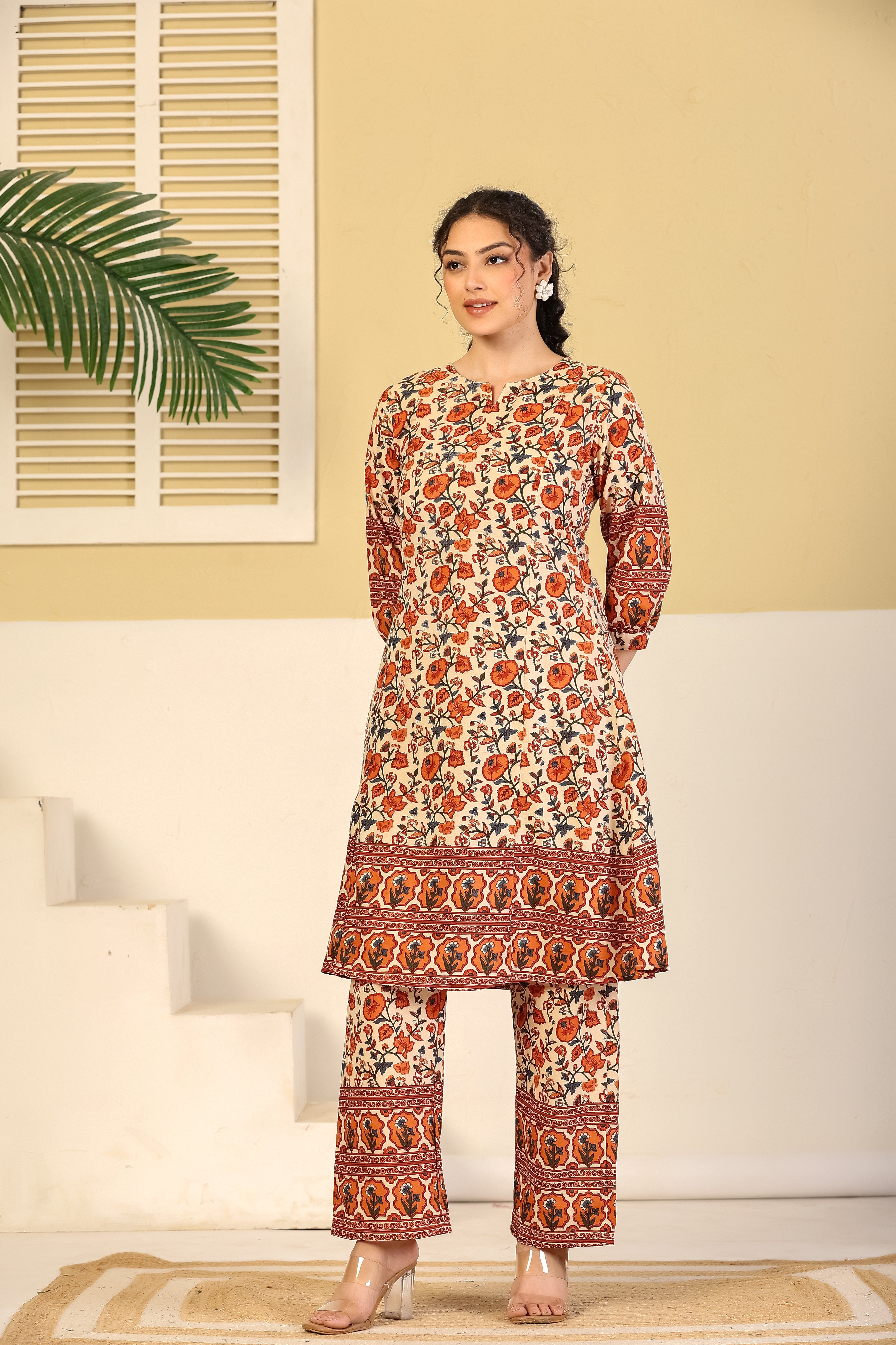 Rust Bloom Printed Cotton Co-ord Set