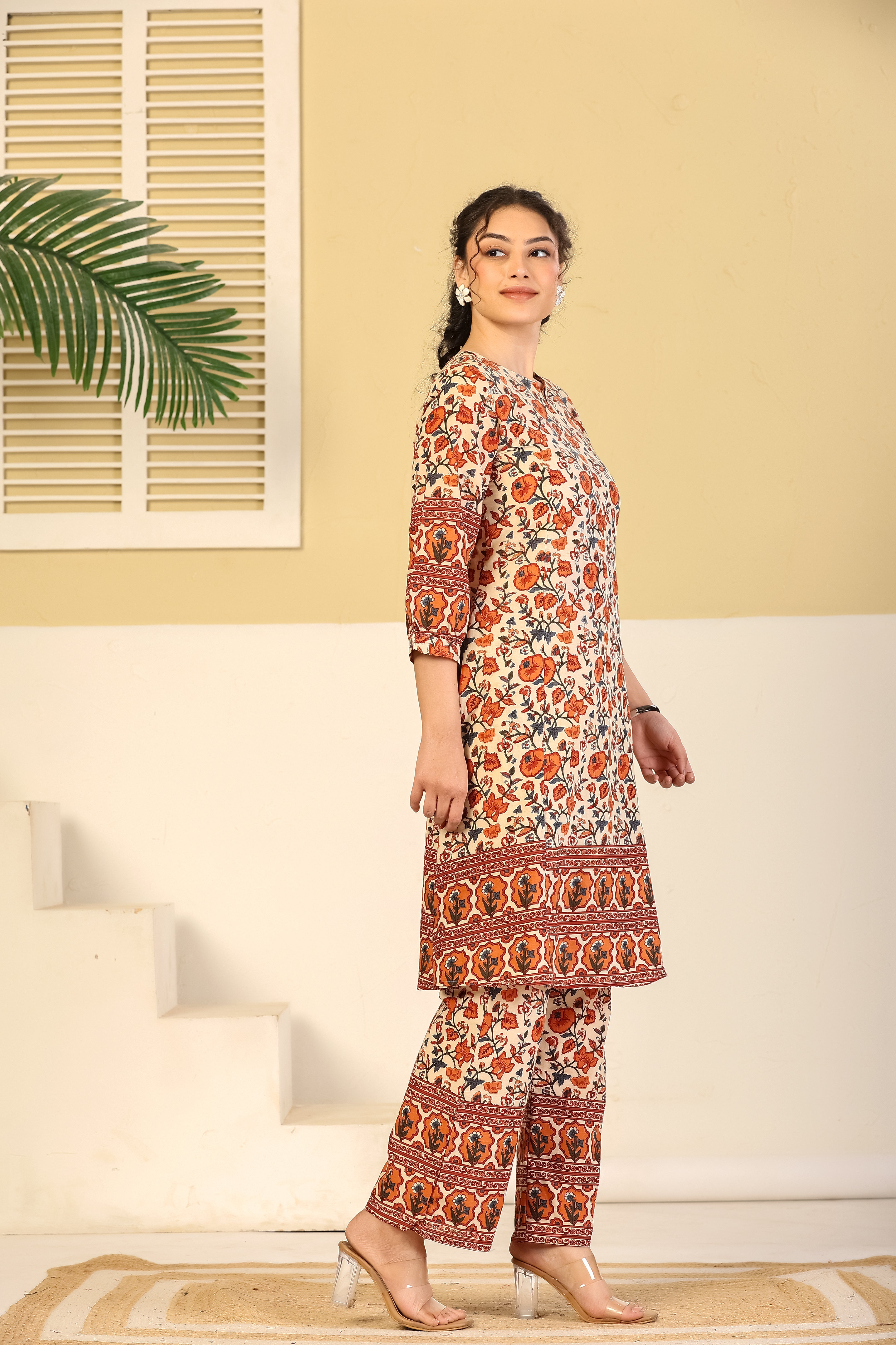 Rust Bloom Printed Cotton Co-ord Set
