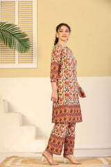Rust Bloom Printed Cotton Co-ord Set