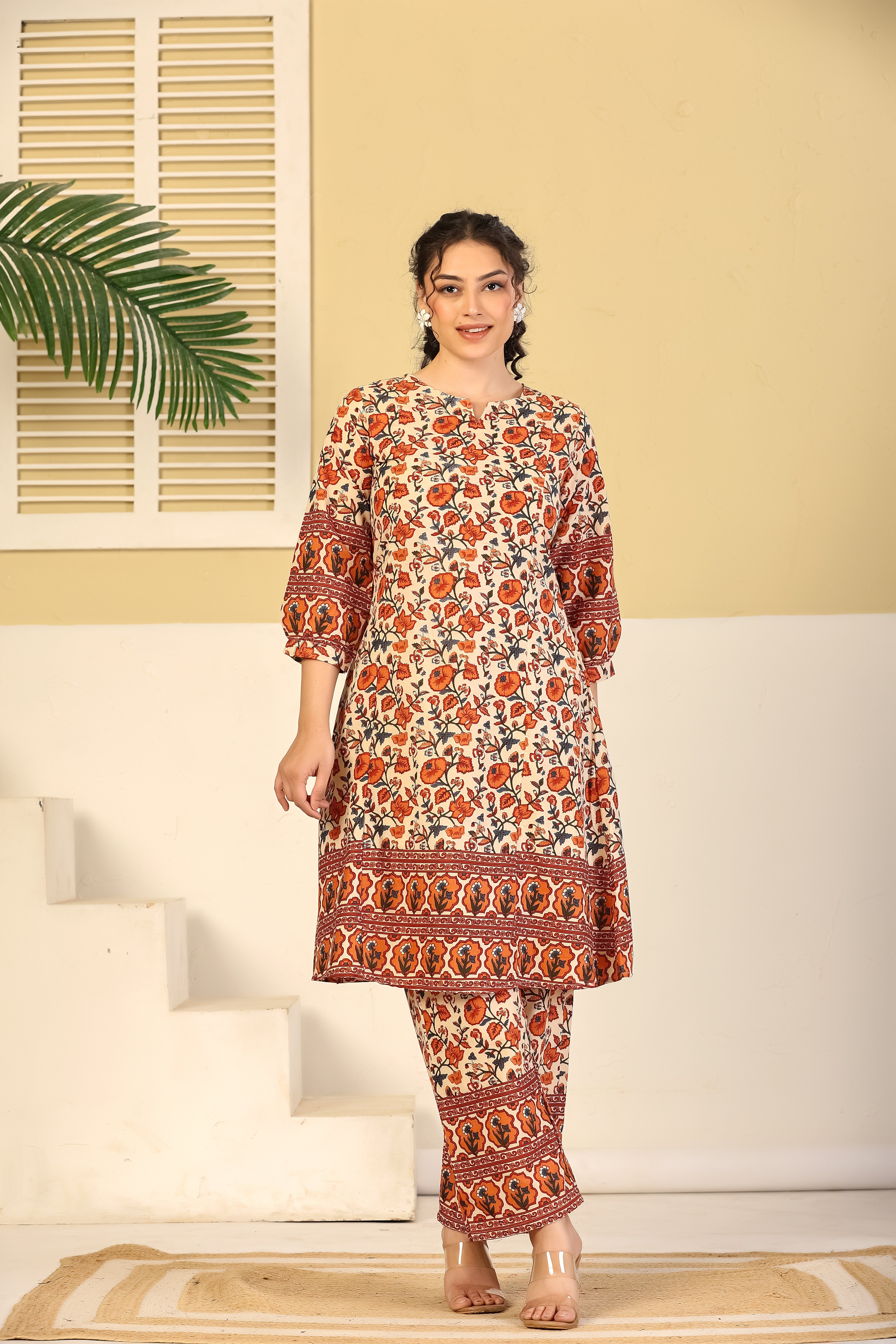 Rust Bloom Printed Cotton Co-ord Set