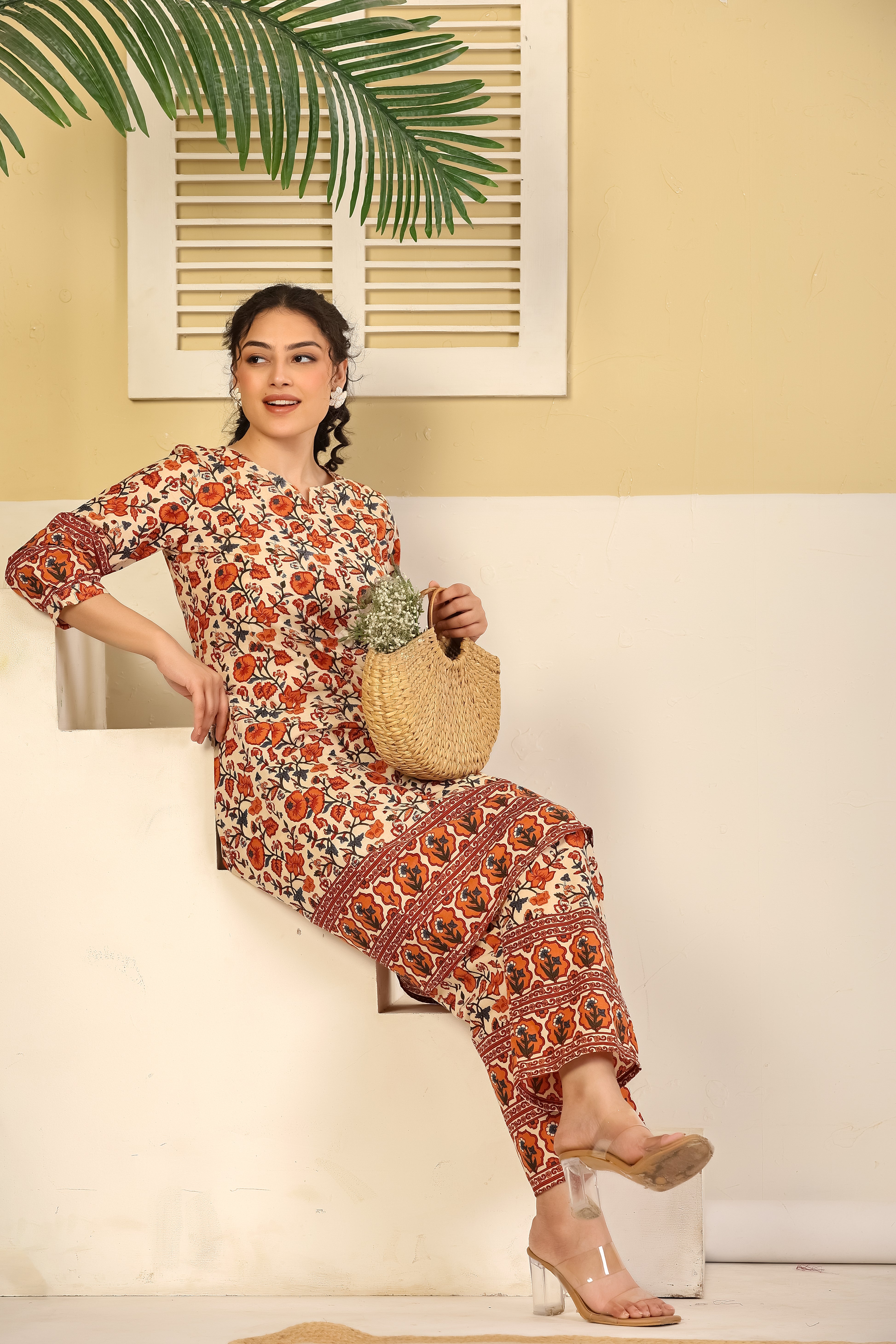 Rust Bloom Printed Cotton Co-ord Set
