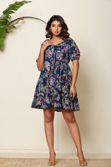 Noir Knot Ruffle Tiered Dress