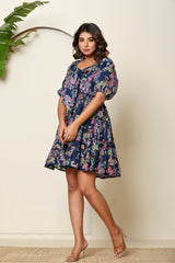 Noir Knot Ruffle Tiered Dress