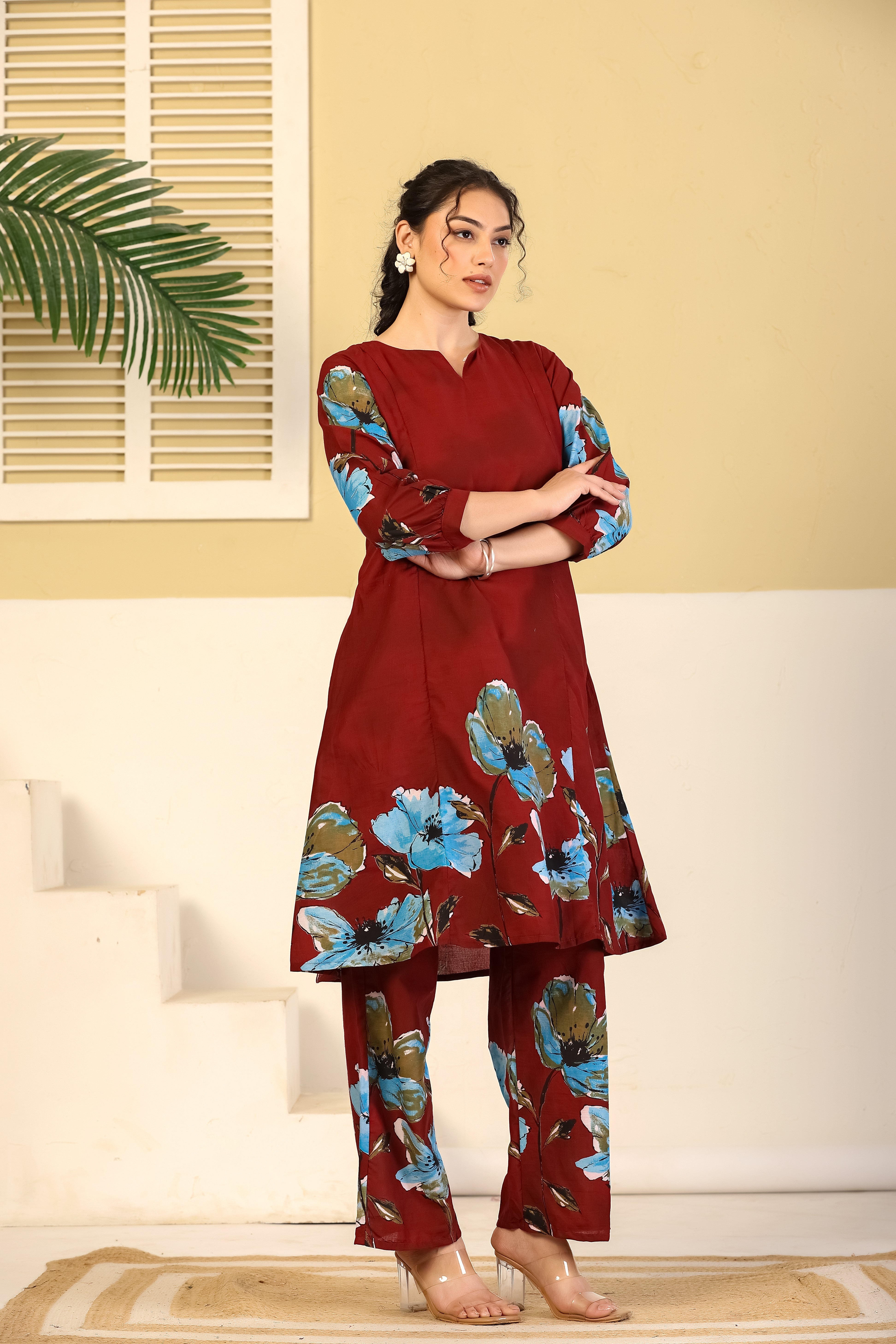Wine Bloom Statement Co-ord Set