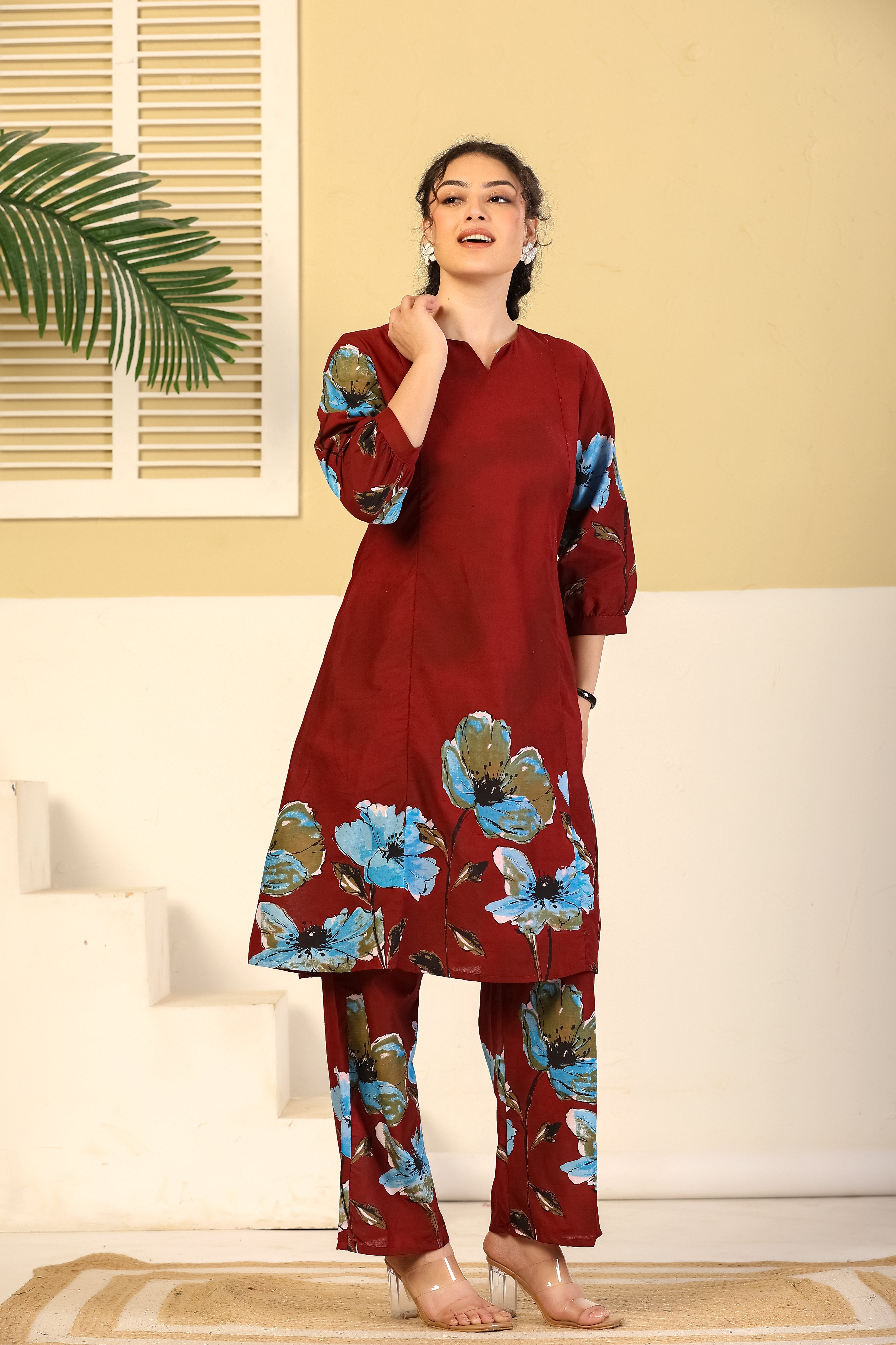 Wine Bloom Statement Co-ord Set