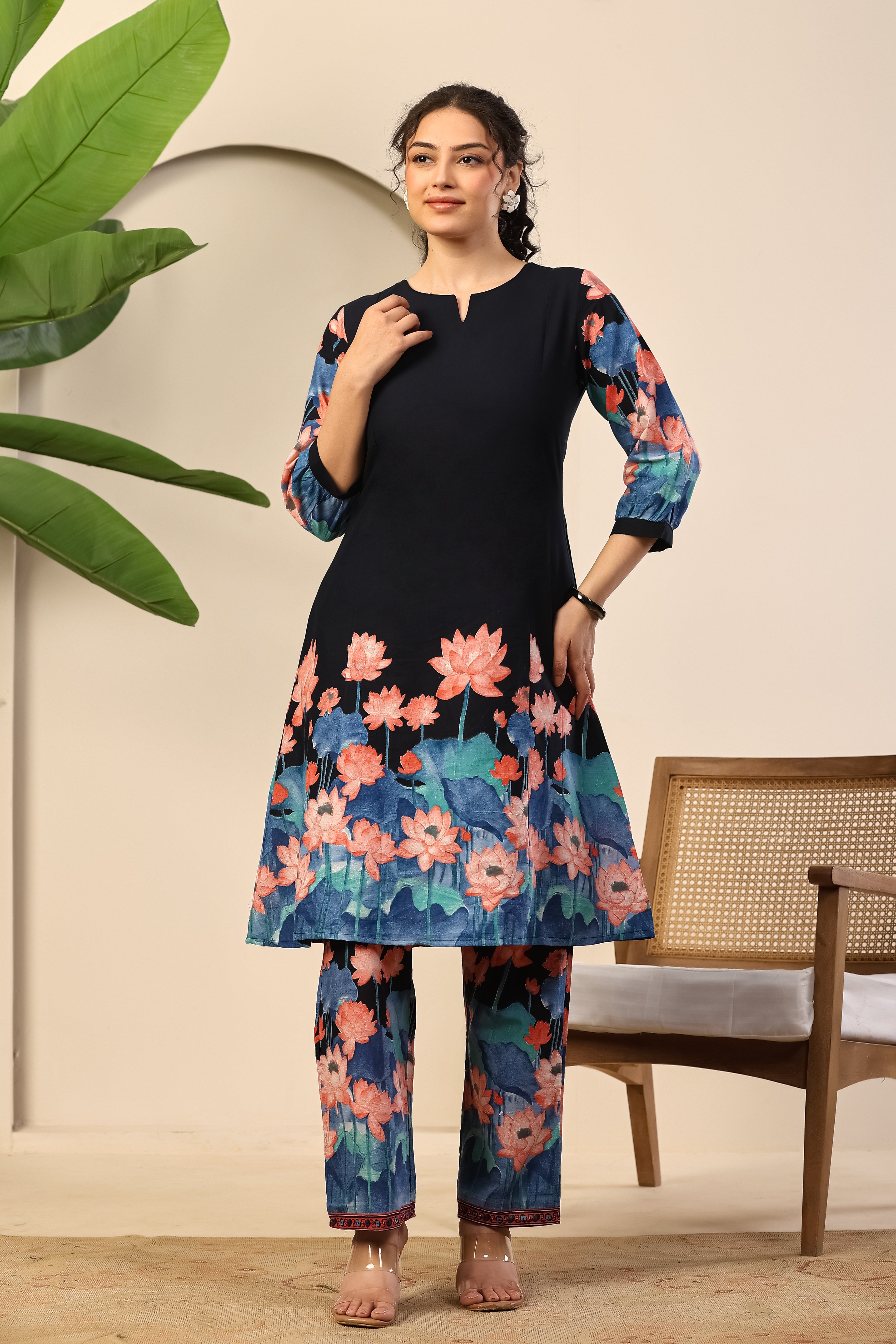 Midnight Lotus Printed Co-ord Set
