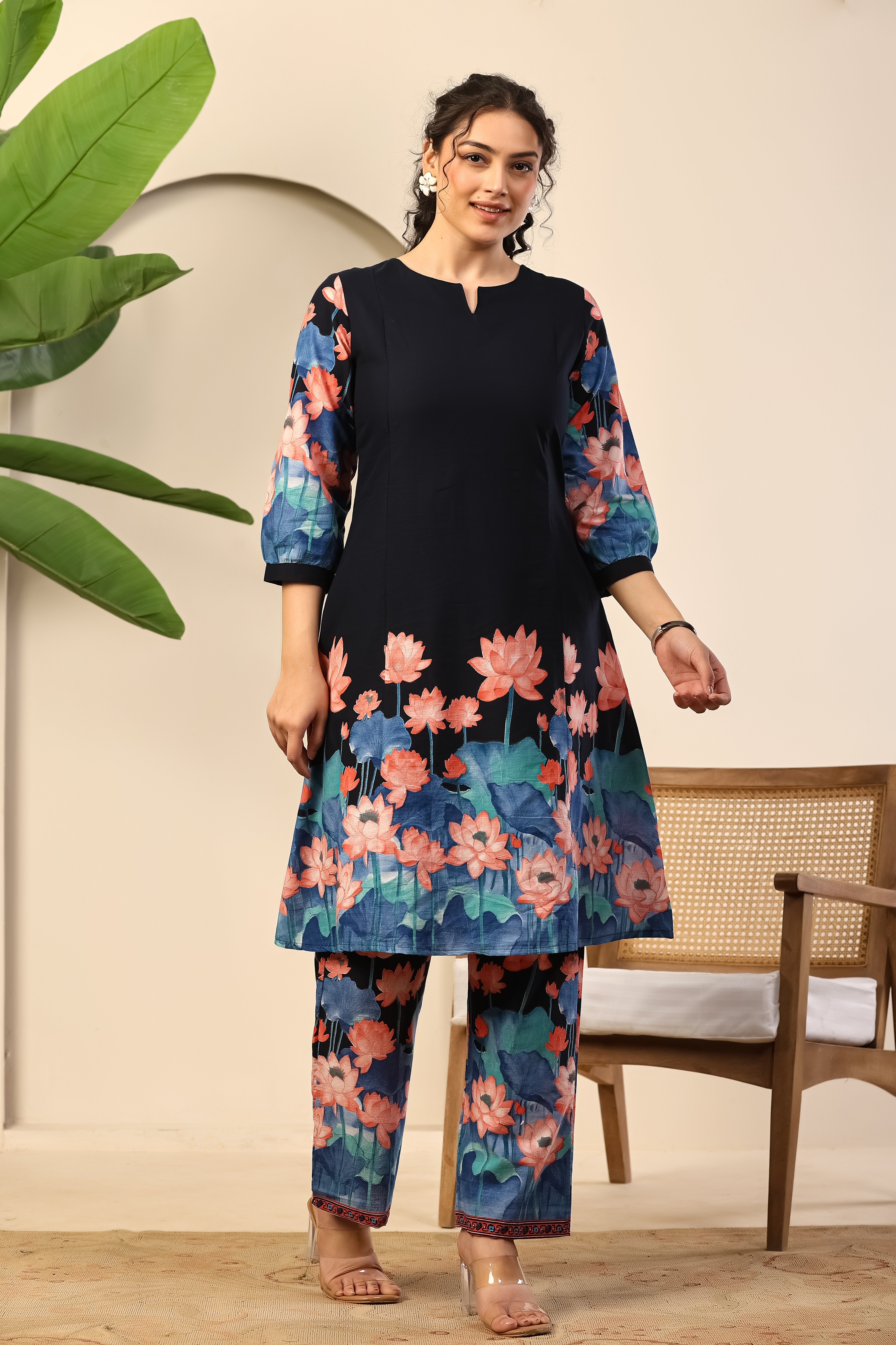 Midnight Lotus Printed Co-ord Set