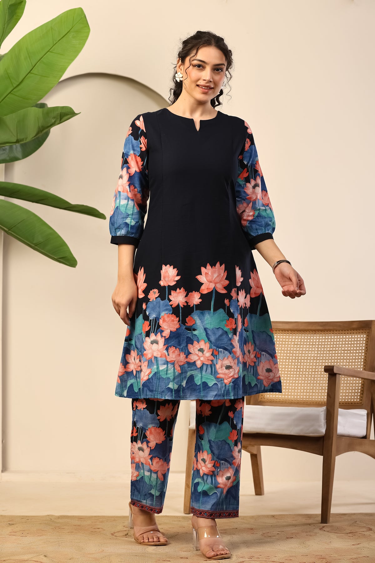 Midnight Lotus Printed Co-ord Set
