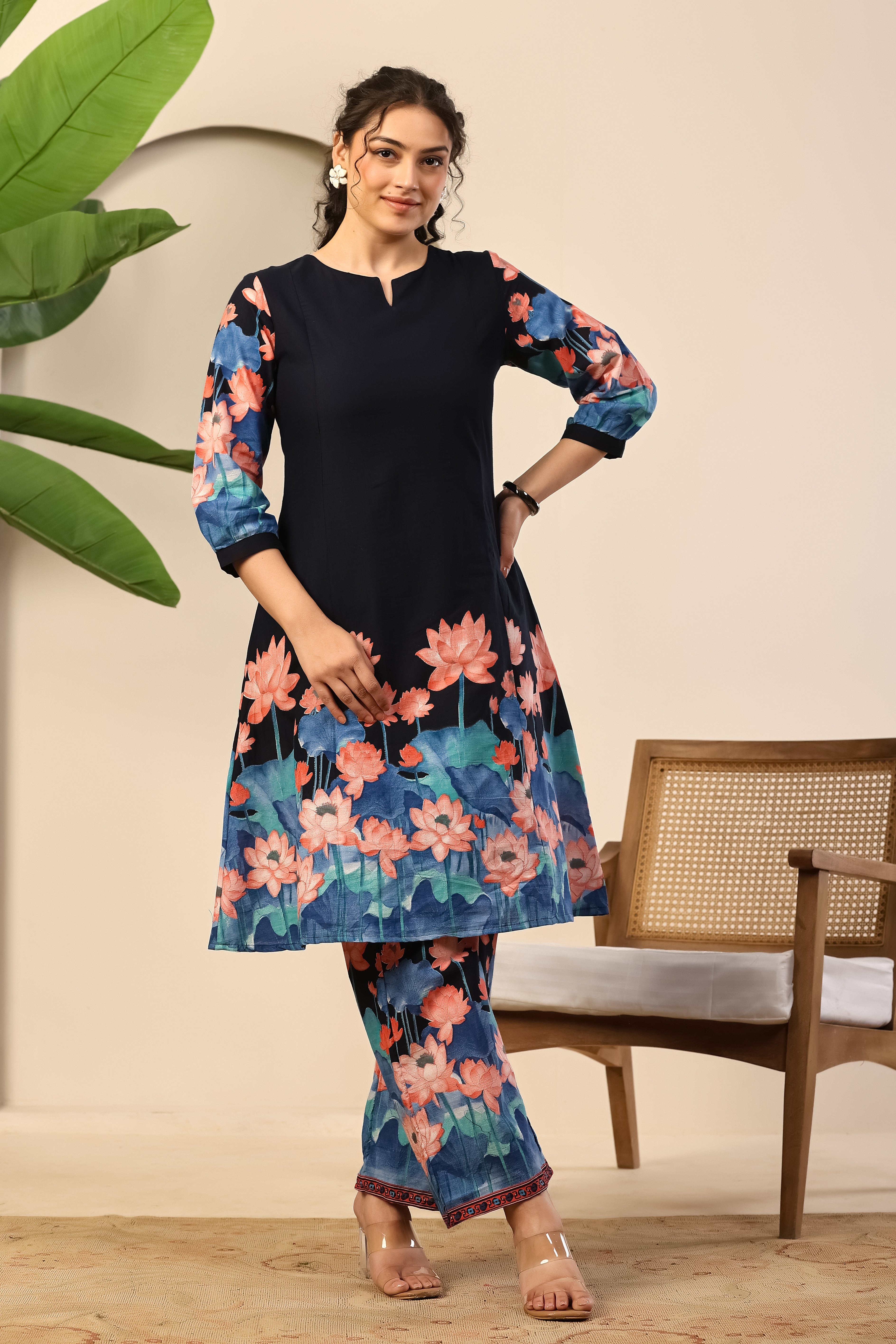Midnight Lotus Printed Co-ord Set