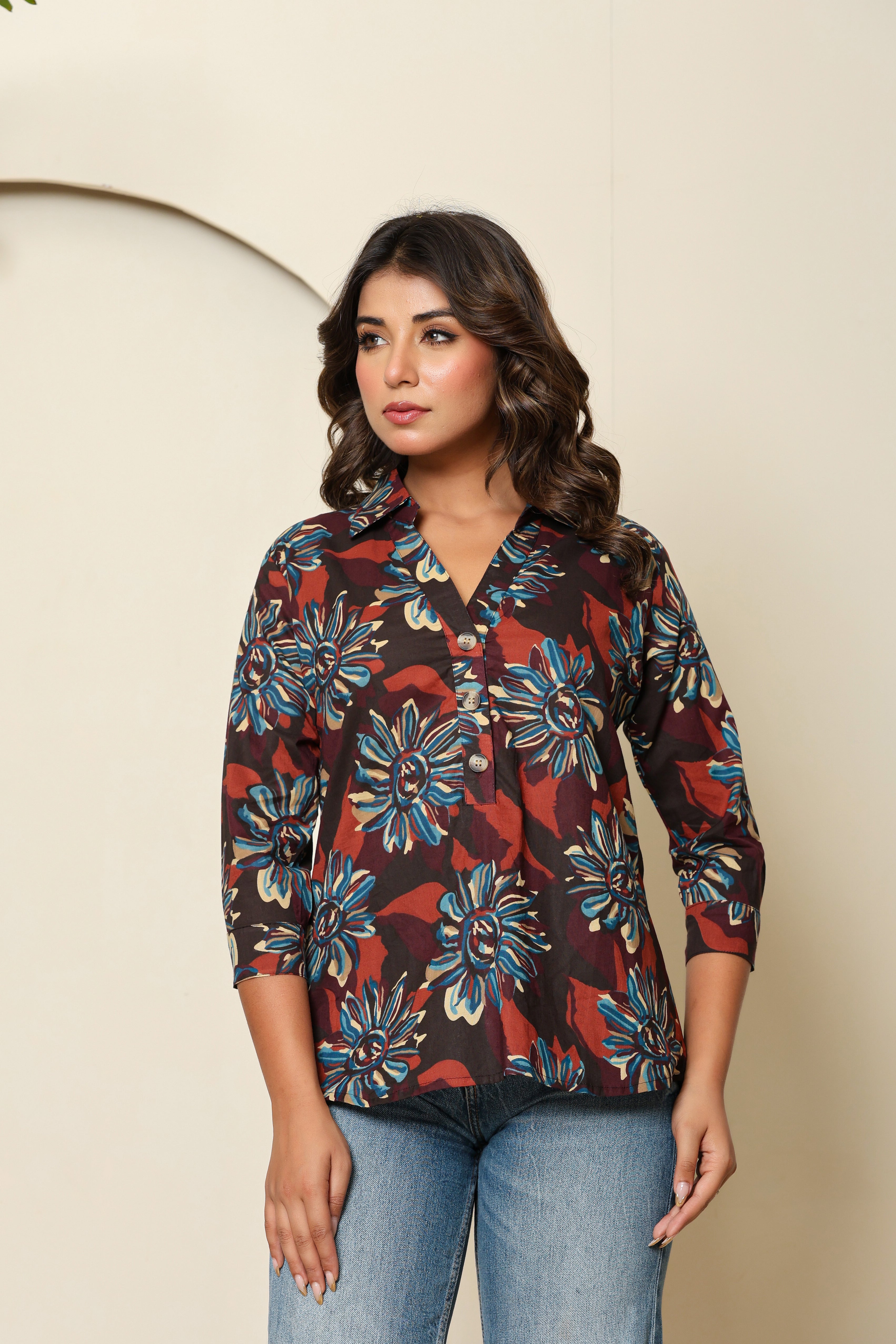 Dusky Bloom Henley Shirt