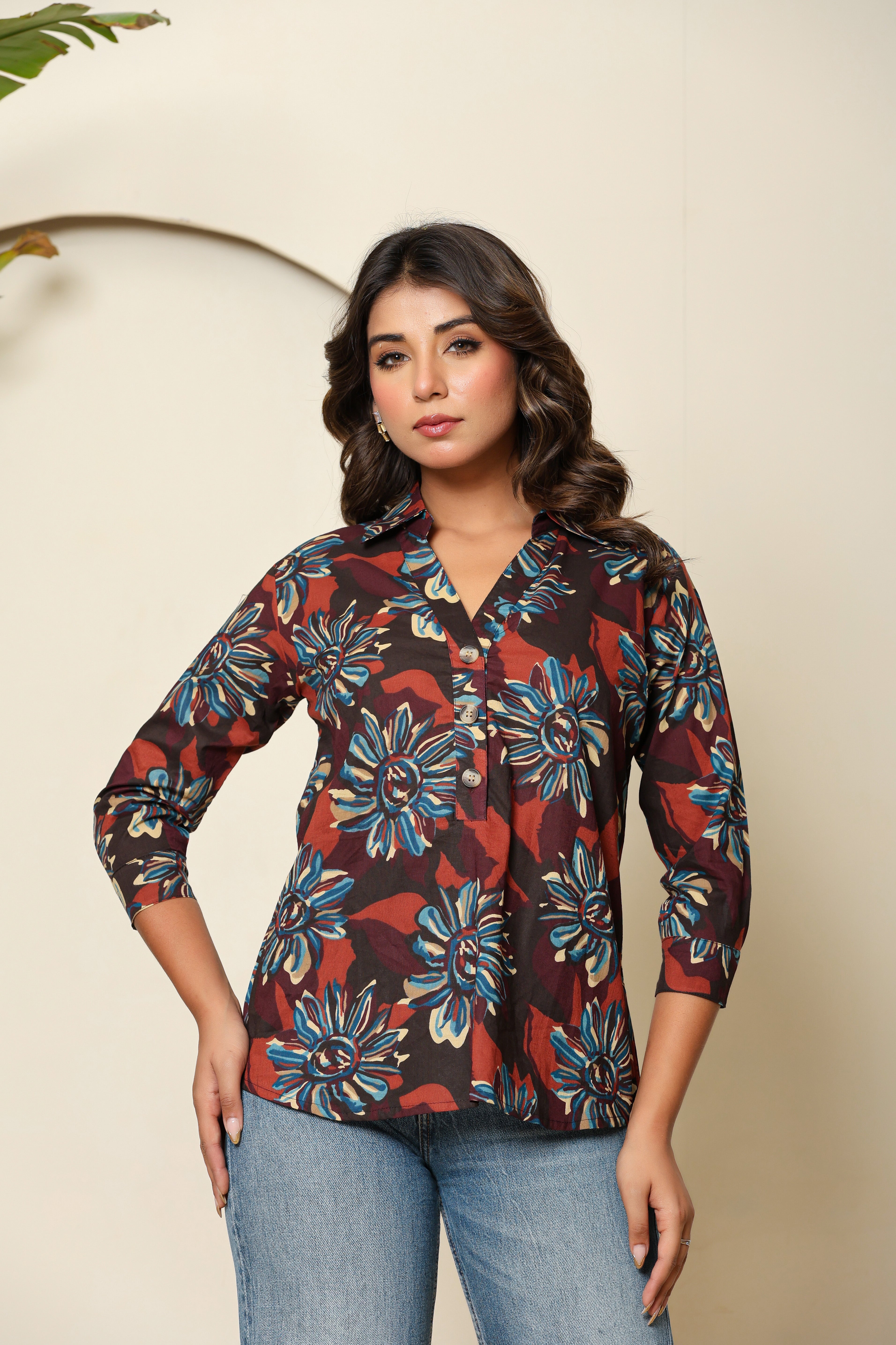 Dusky Bloom Henley Shirt