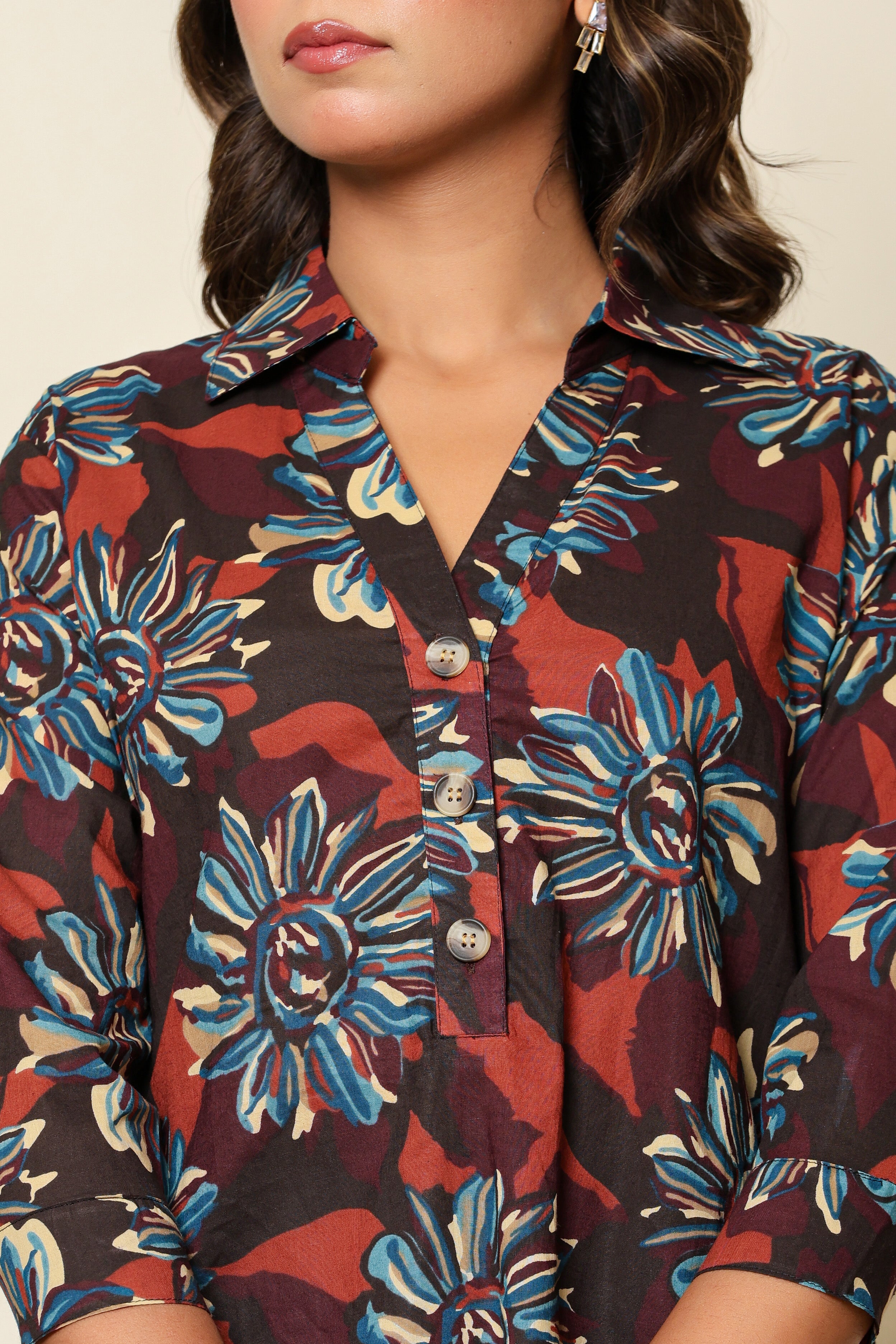 Dusky Bloom Henley Shirt
