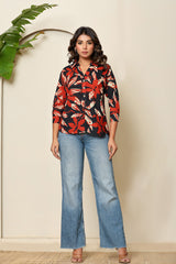 Midnight Bloom Henley Shirt