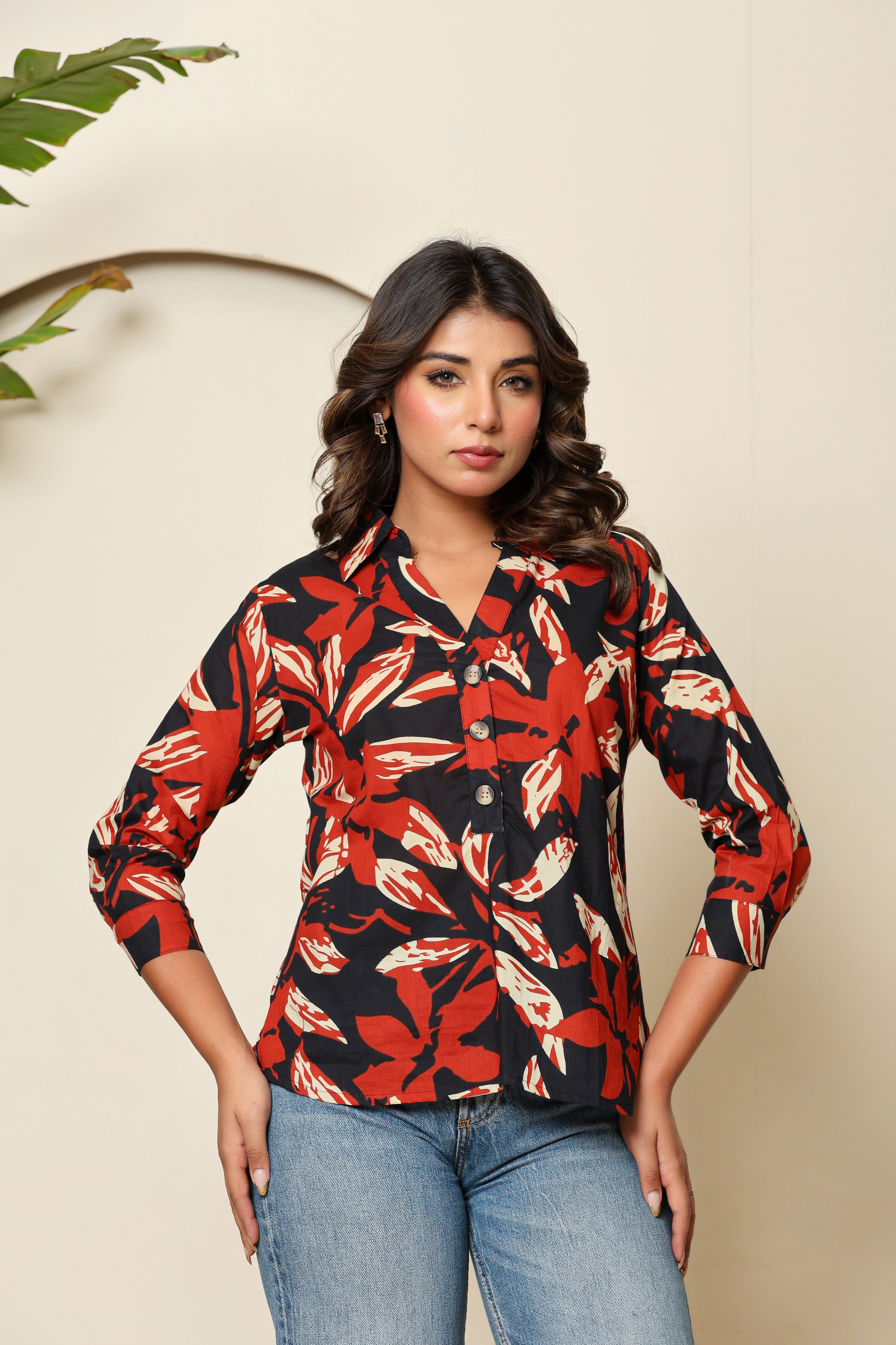 Midnight Bloom Henley Shirt
