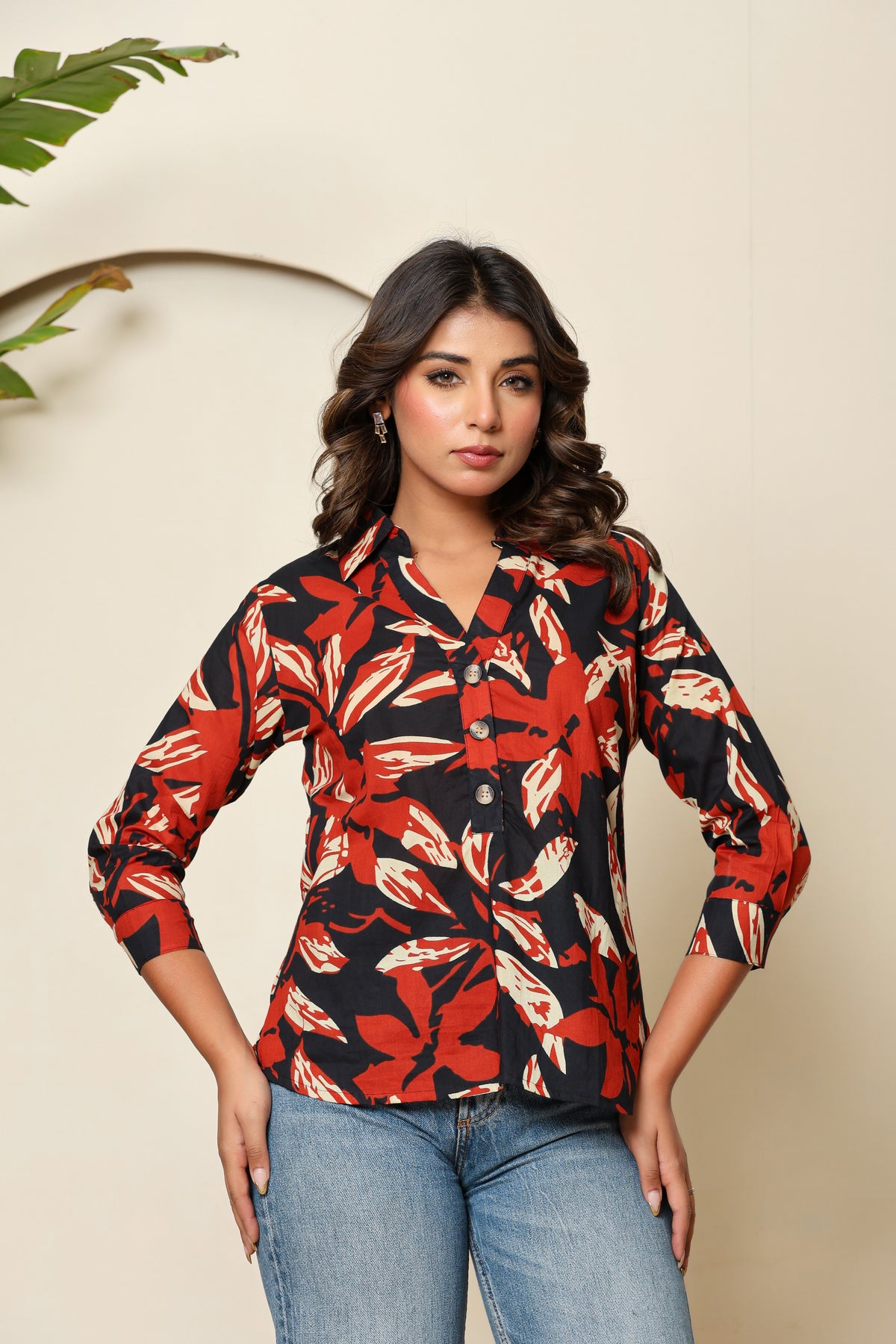 Midnight Bloom Henley Shirt