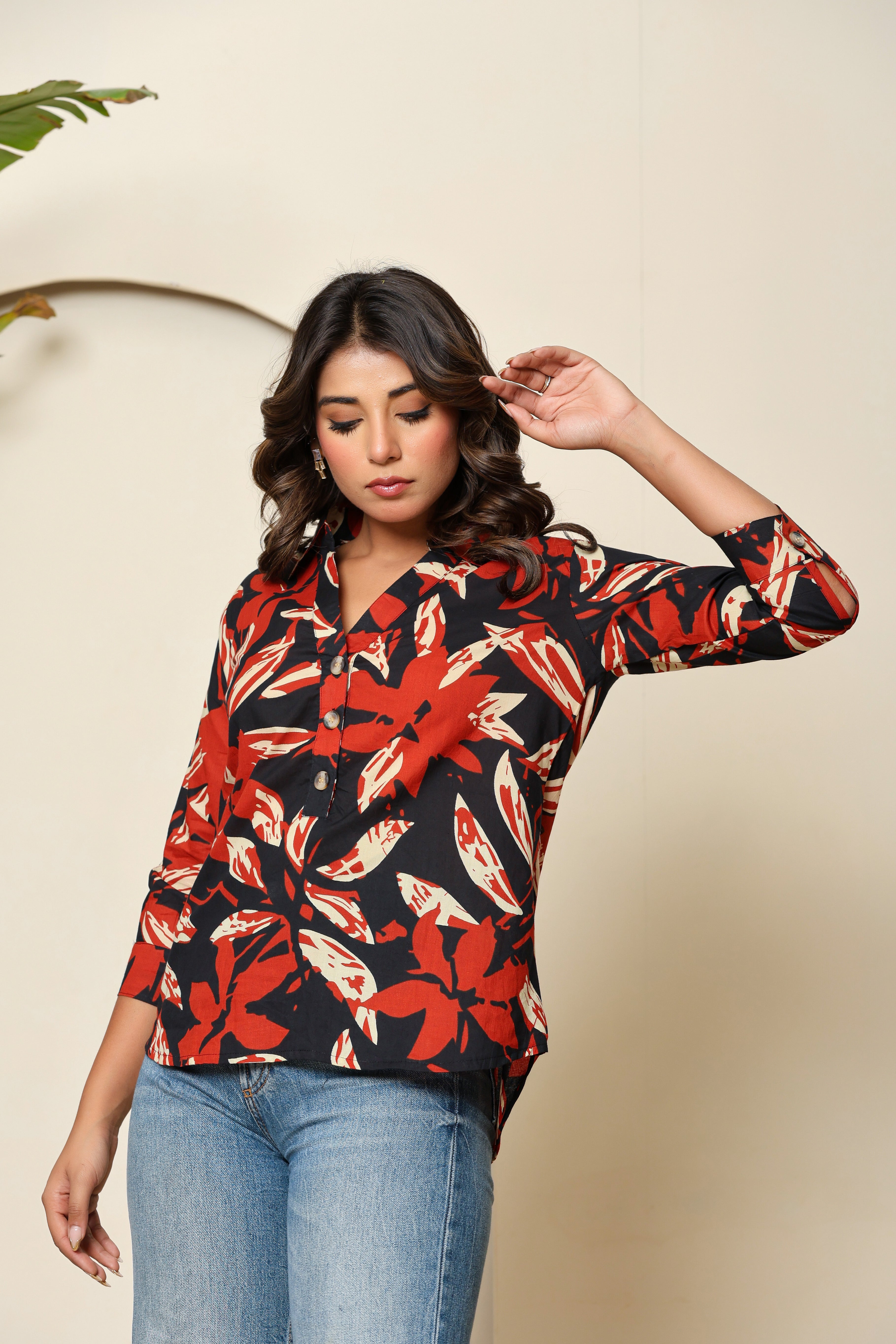 Midnight Bloom Henley Shirt