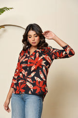 Midnight Bloom Henley Shirt