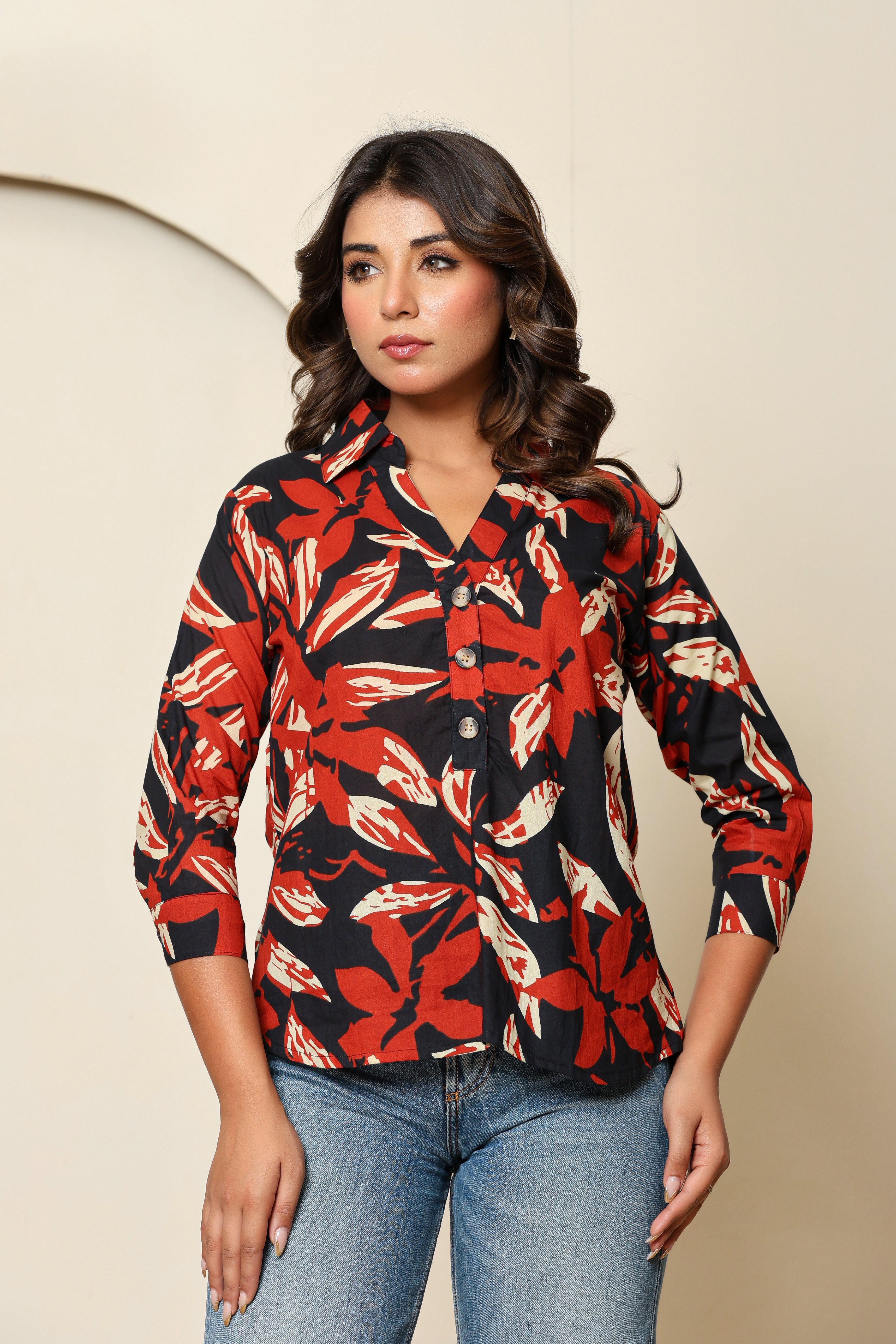 Midnight Bloom Henley Shirt