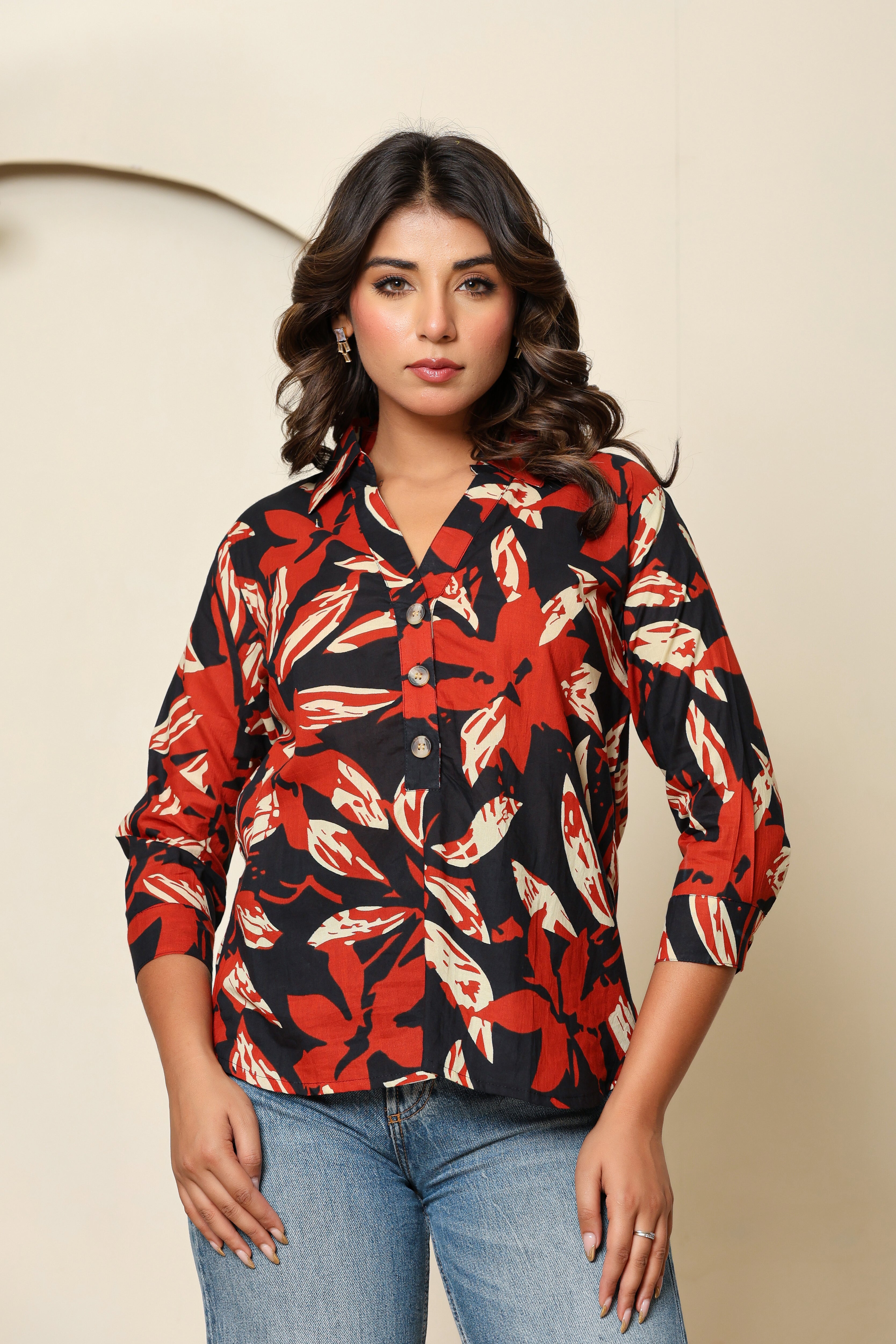 Midnight Bloom Henley Shirt
