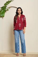 Crimson Echo Henley Shirt