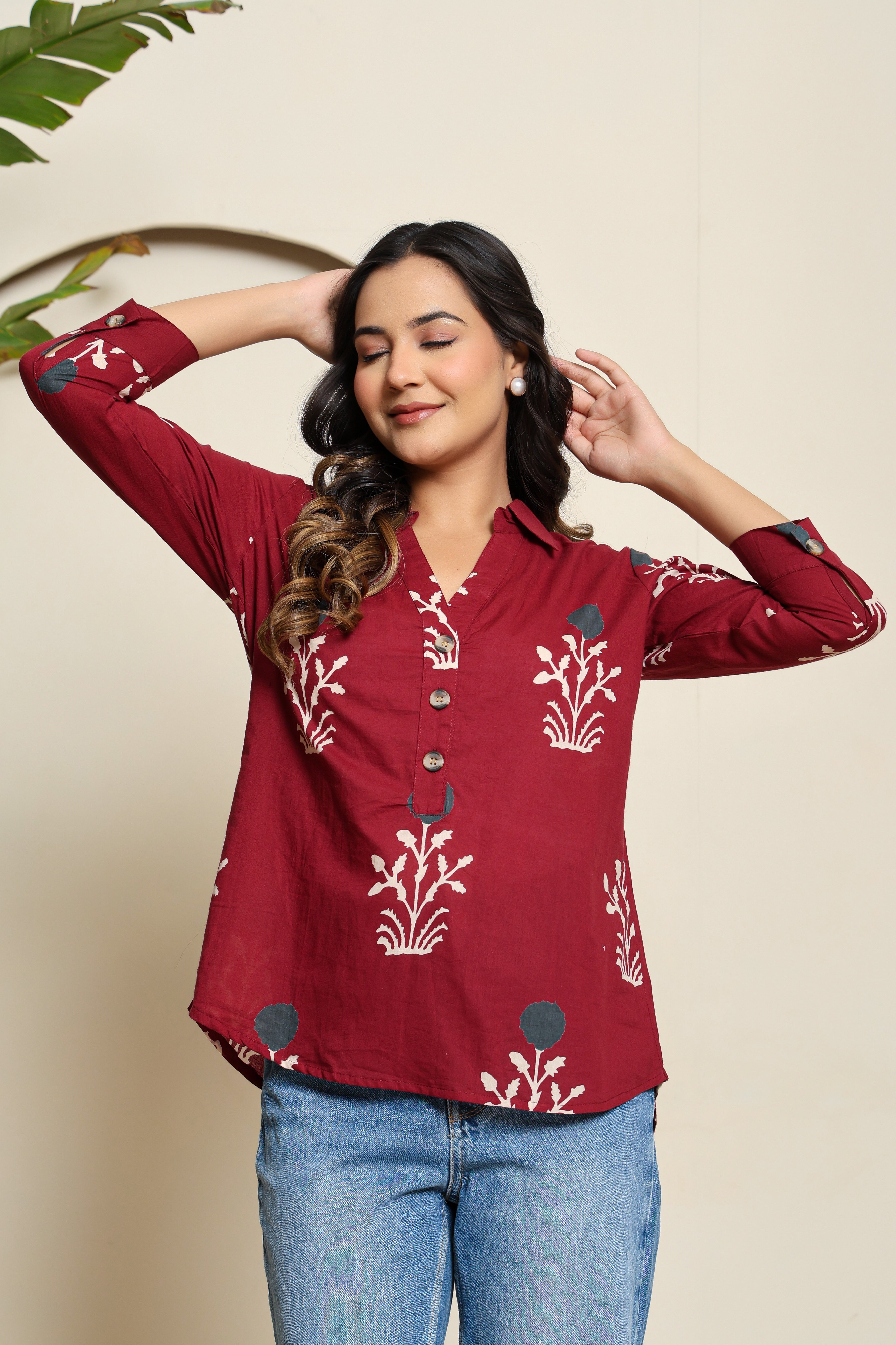 Crimson Echo Henley Shirt