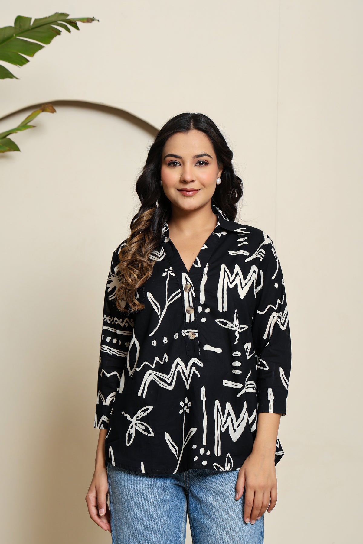 Noir Script Henley Shirt