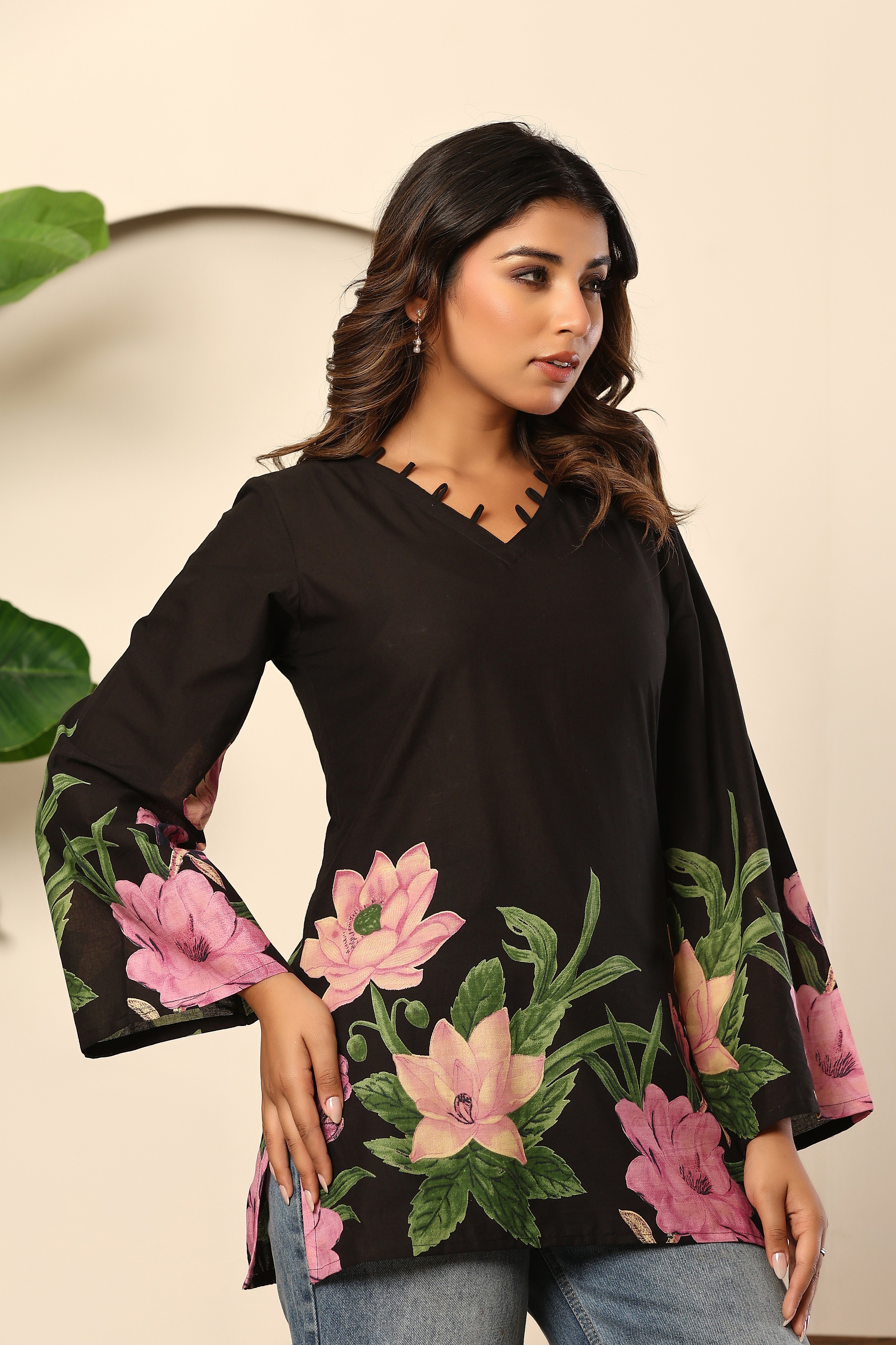 Midnight Bloom Statement Top