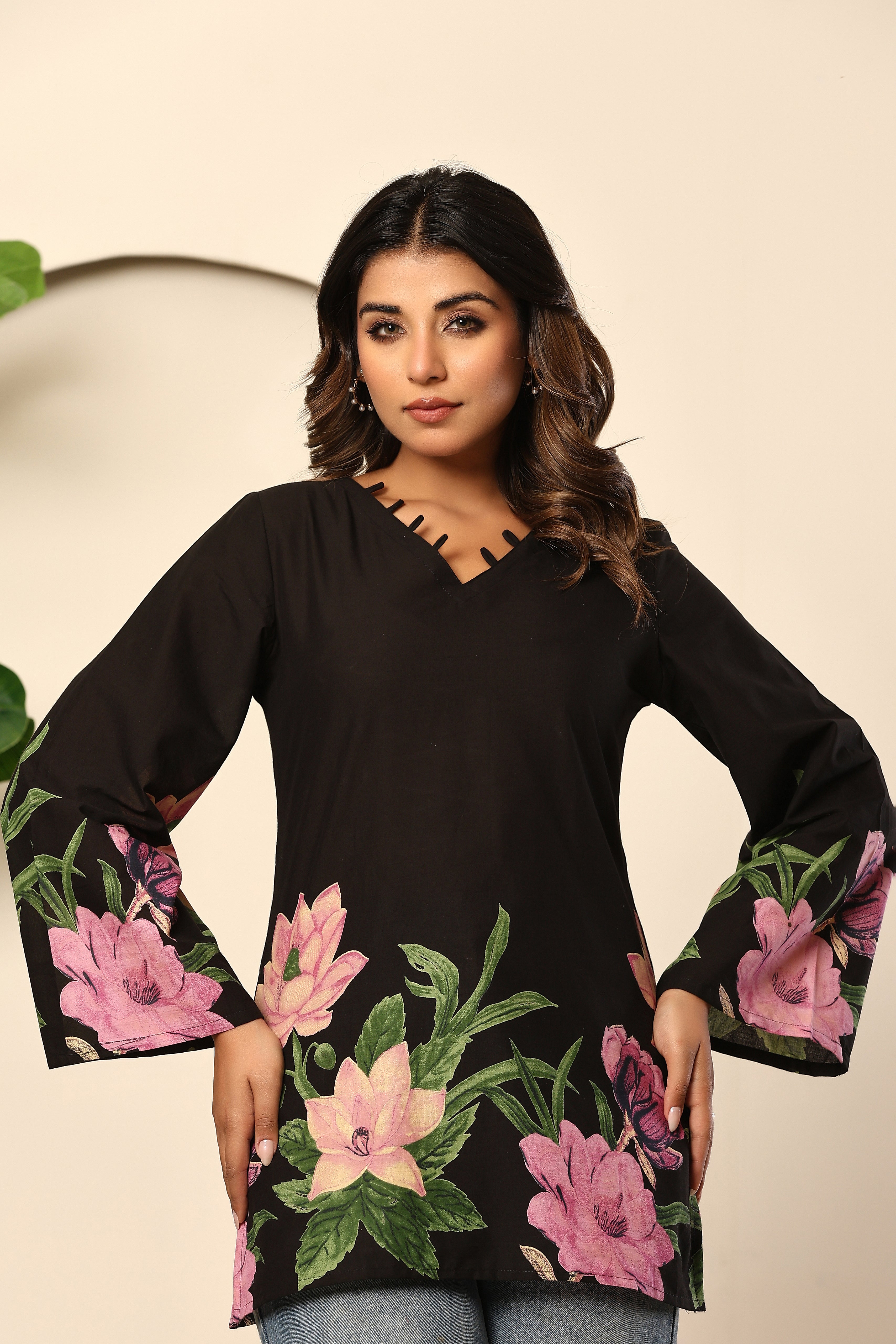 Midnight Bloom Statement Top