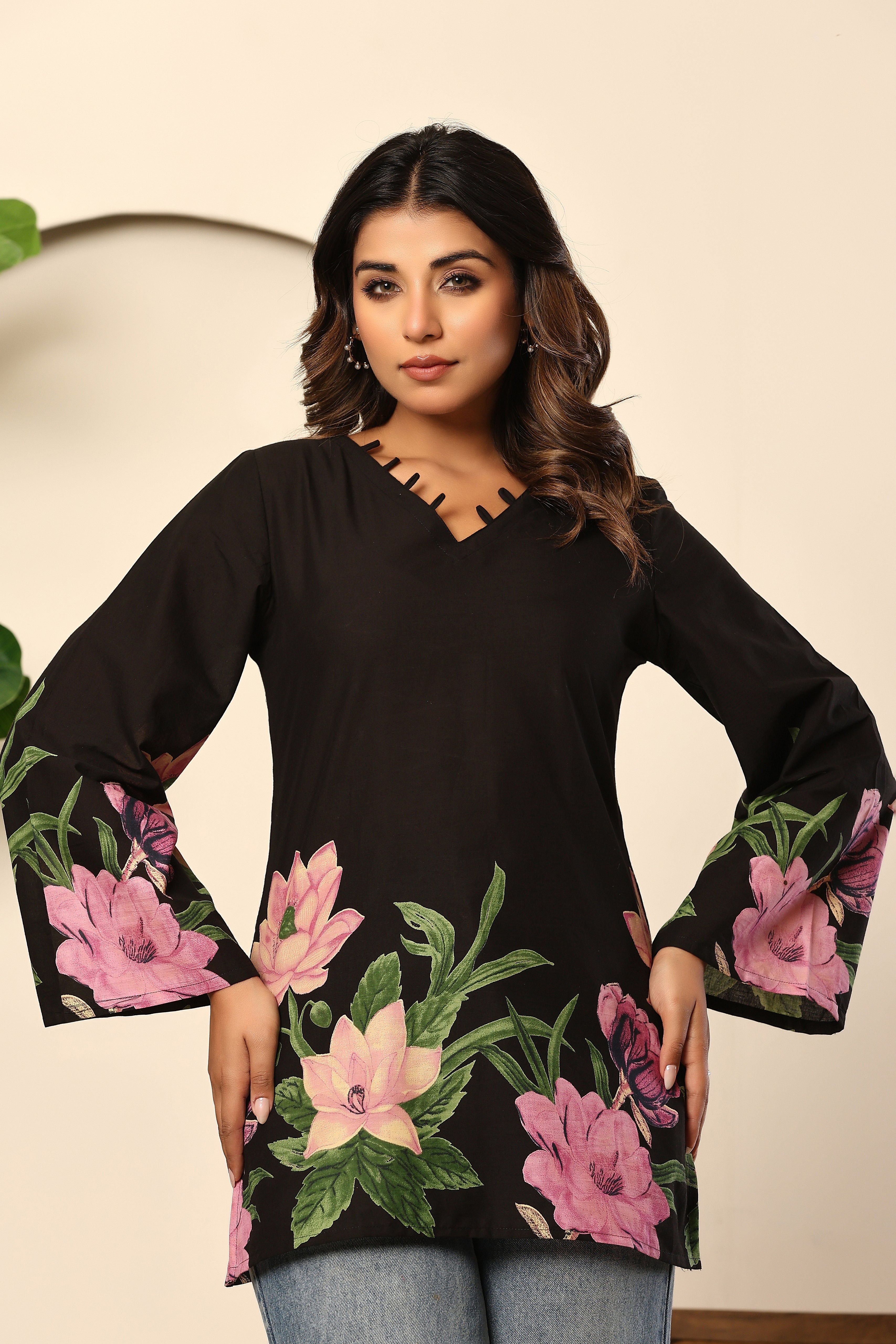 Midnight Bloom Statement Top