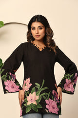 Midnight Bloom Statement Top