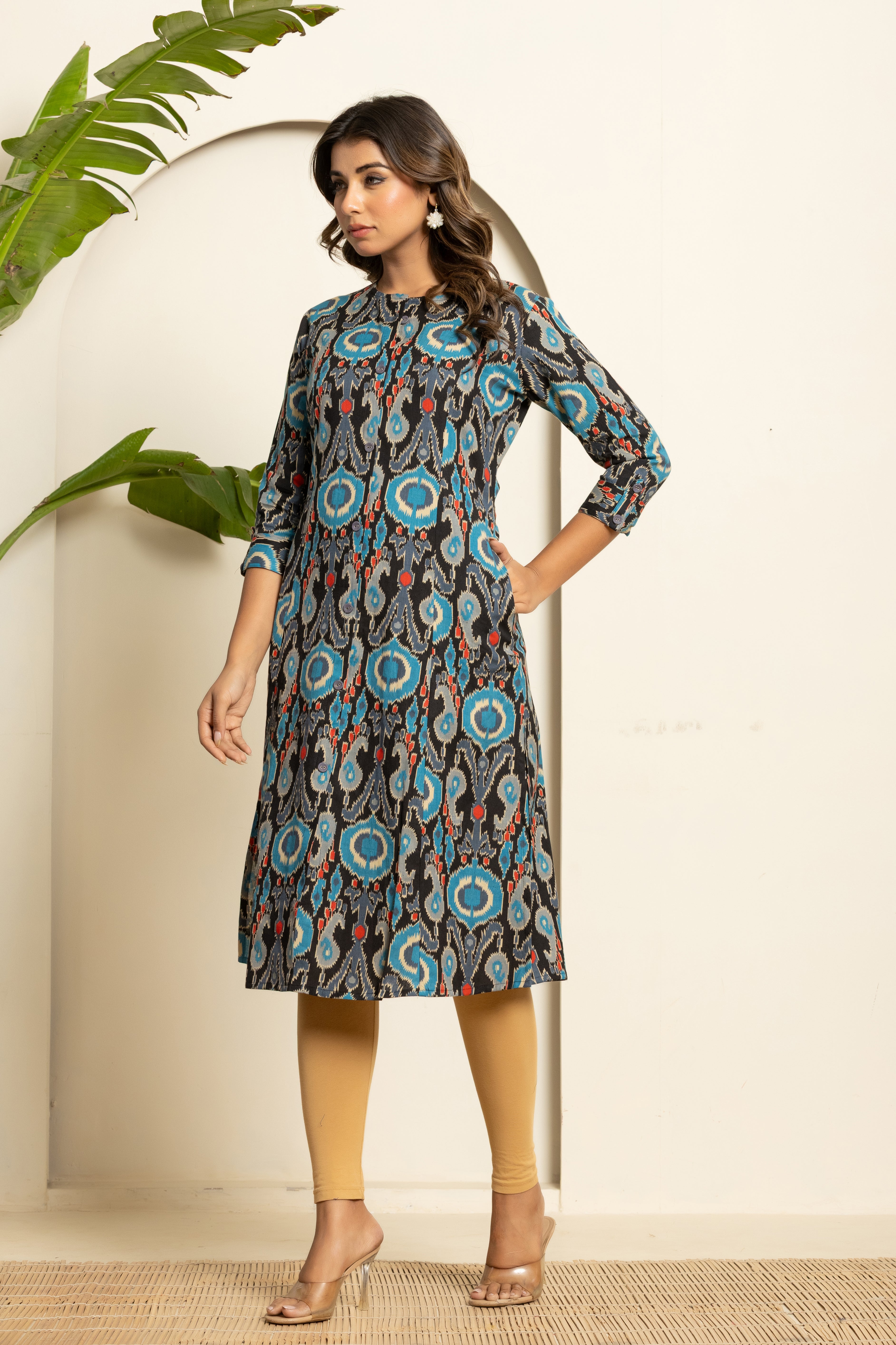 Boho Ikat Print A-Line Kurti