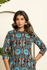 Boho Ikat Print A-Line Kurti