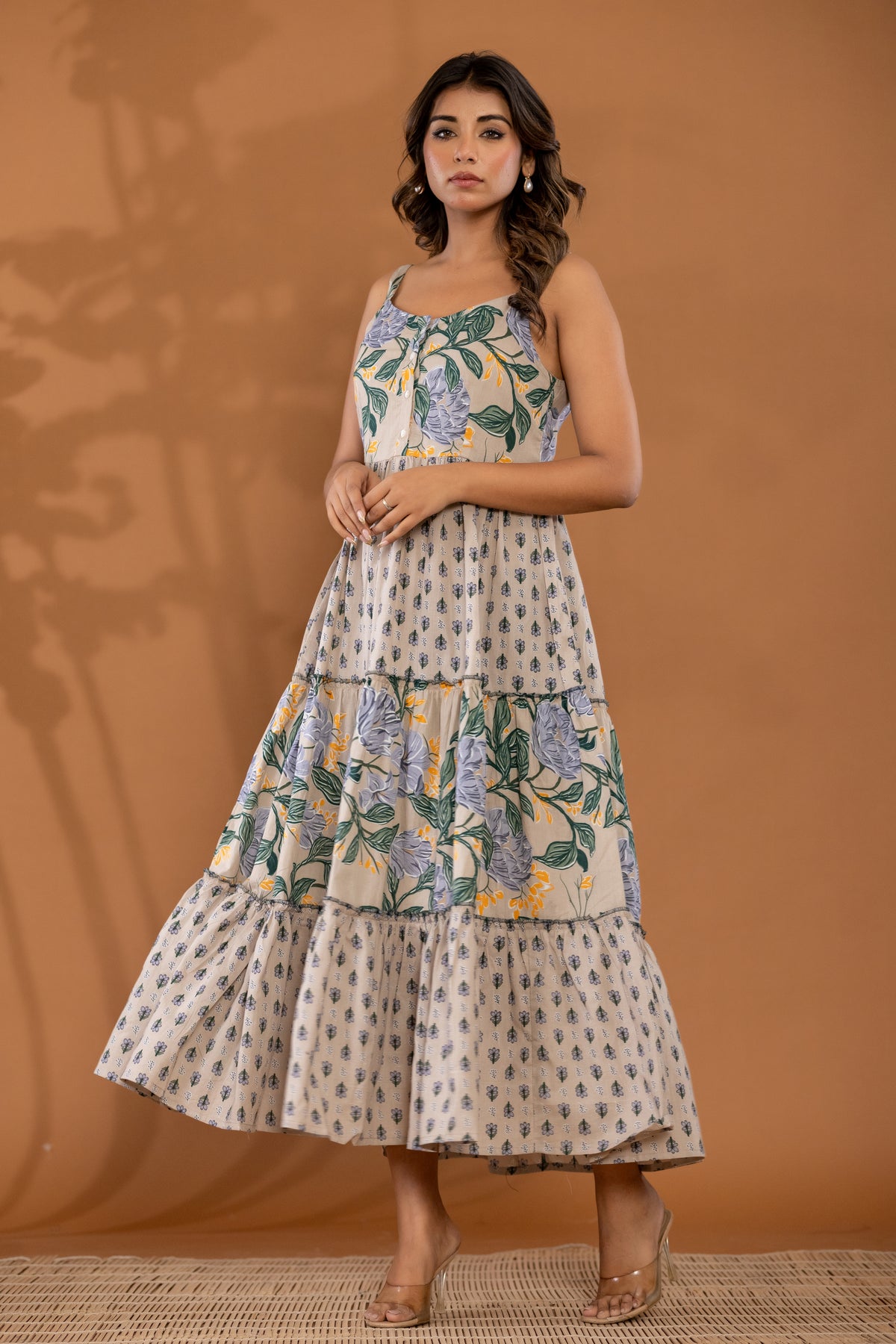 Floral Tiered Cotton Dress