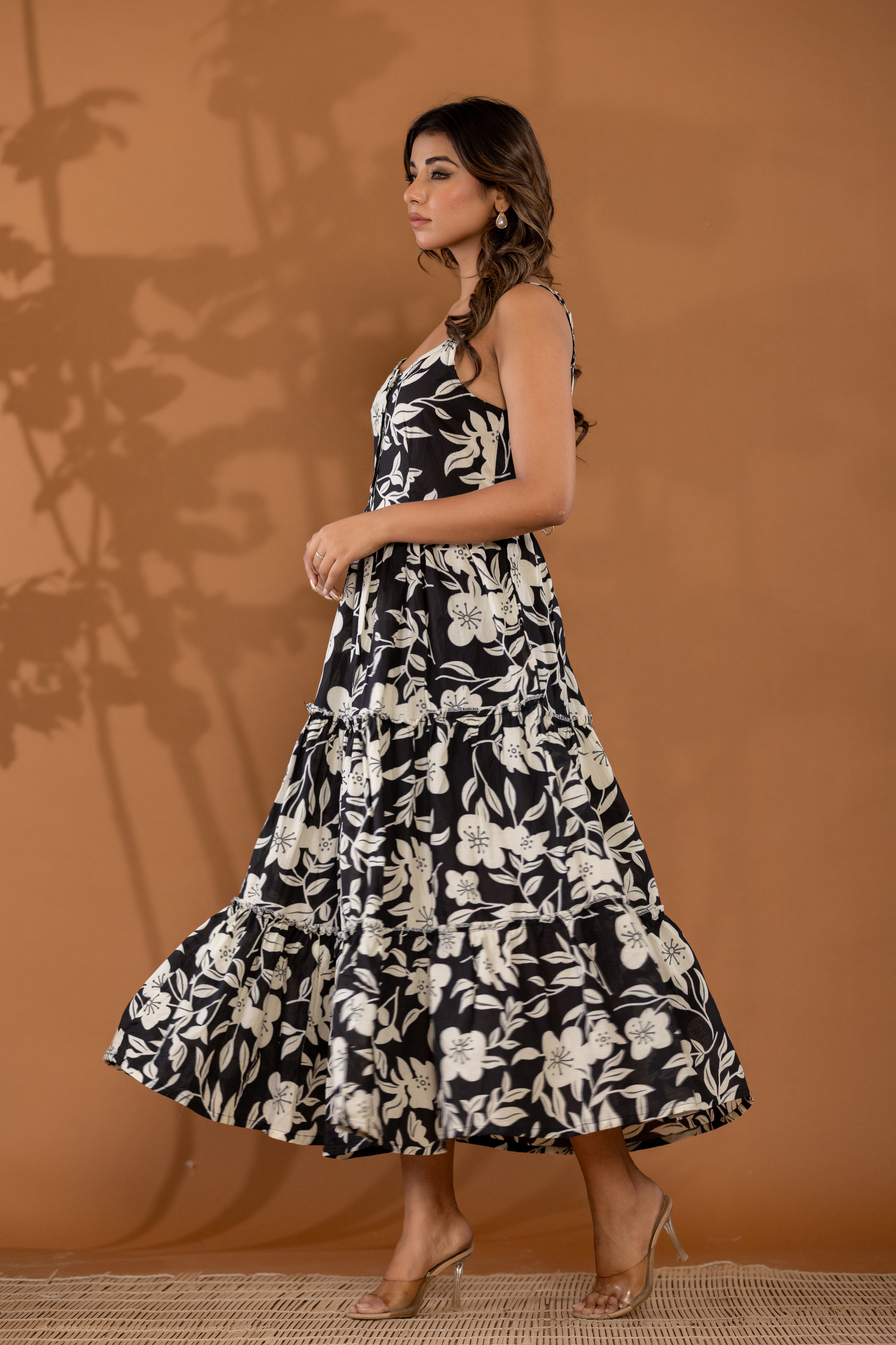 Cotton Long Sleeves-less dress with adjustable Strap
