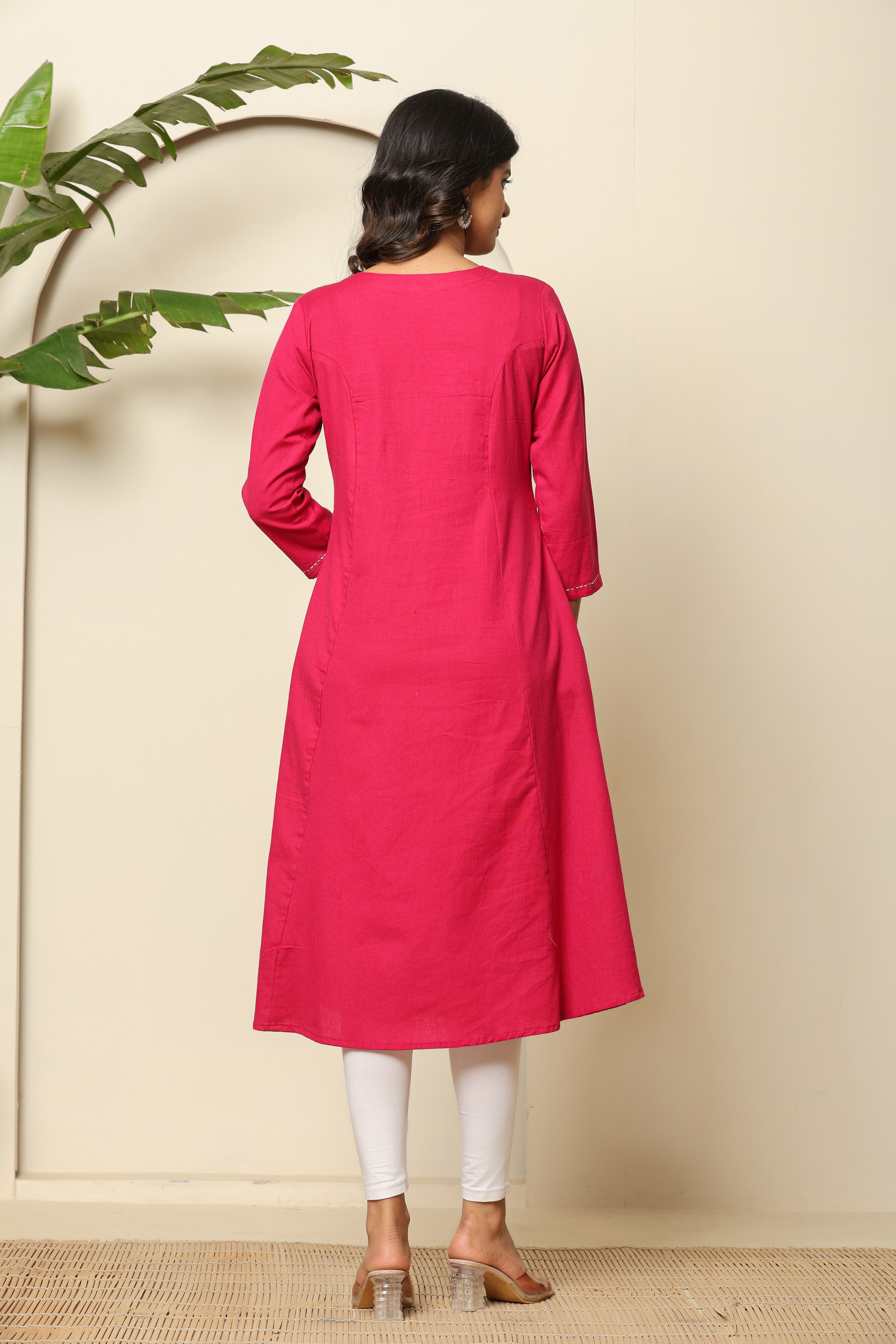 Vibrant Pink A-Line Kurti