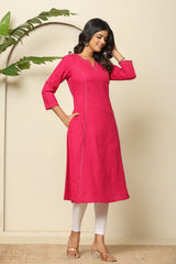 Vibrant Pink A-Line Kurti