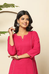 Vibrant Pink A-Line Kurti