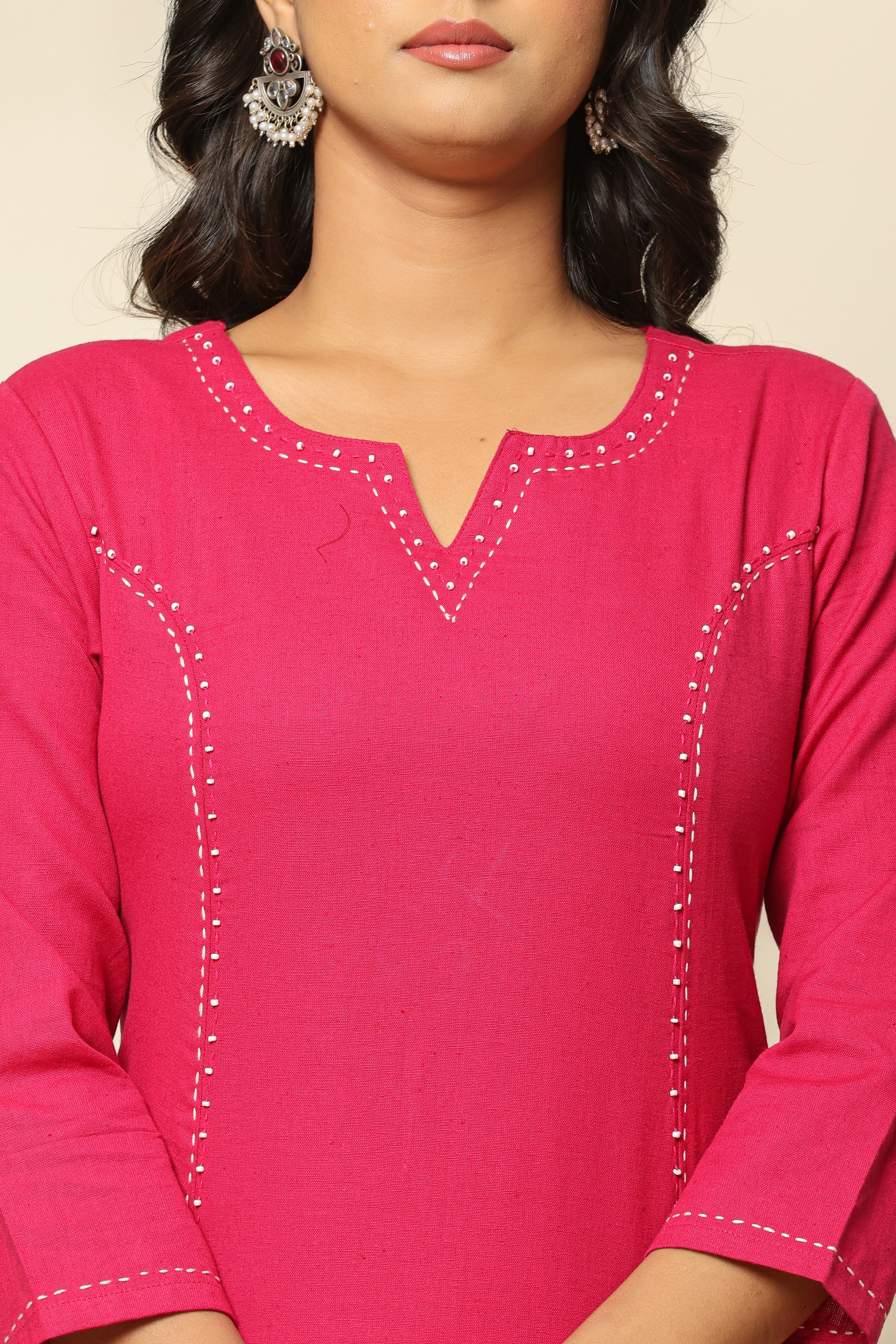 Vibrant Pink A-Line Kurti
