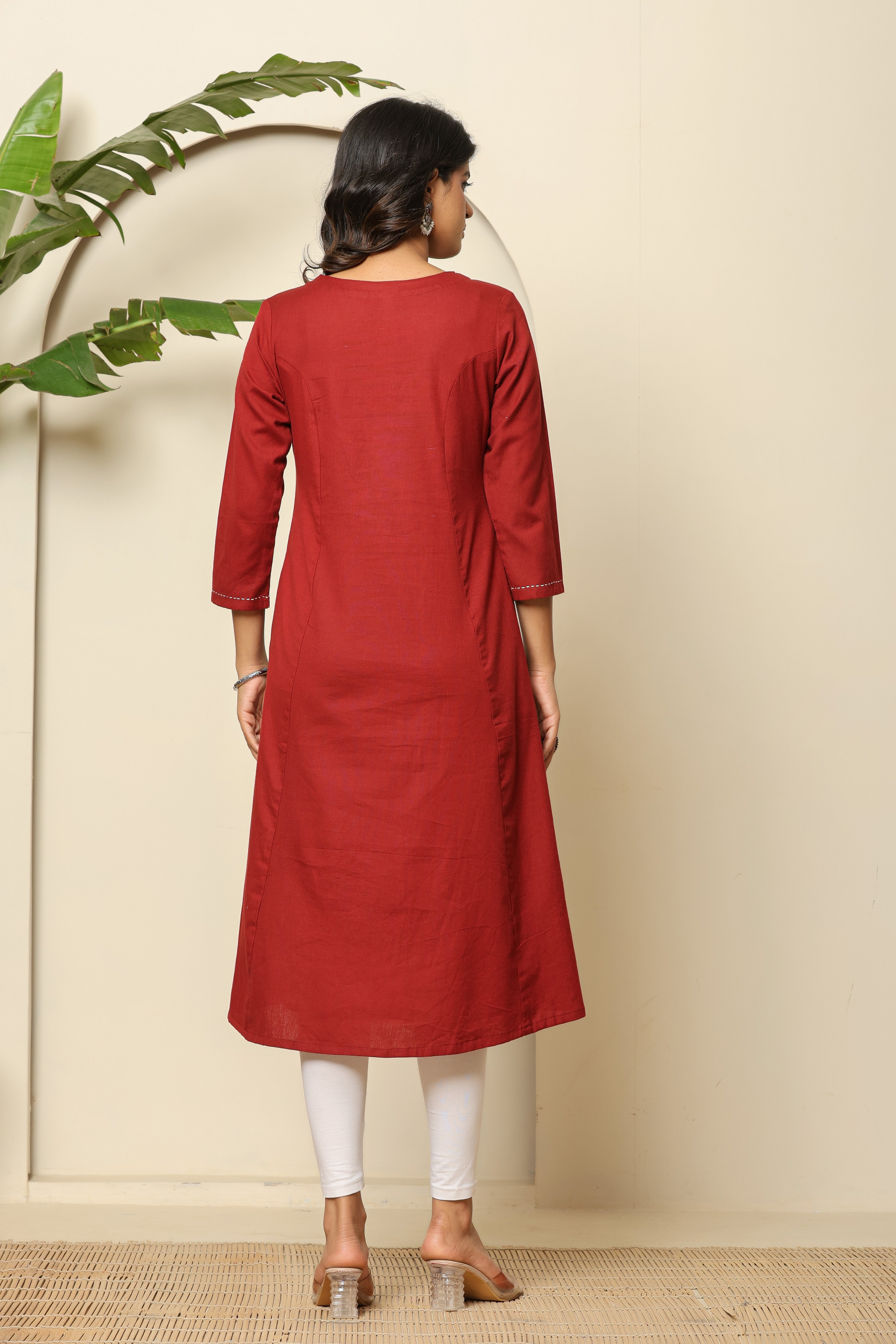 Crimson Charm A-Line Kurti