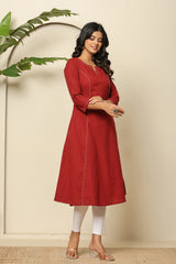 Crimson Charm A-Line Kurti