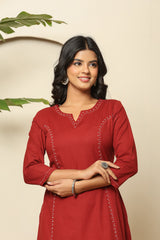 Crimson Charm A-Line Kurti