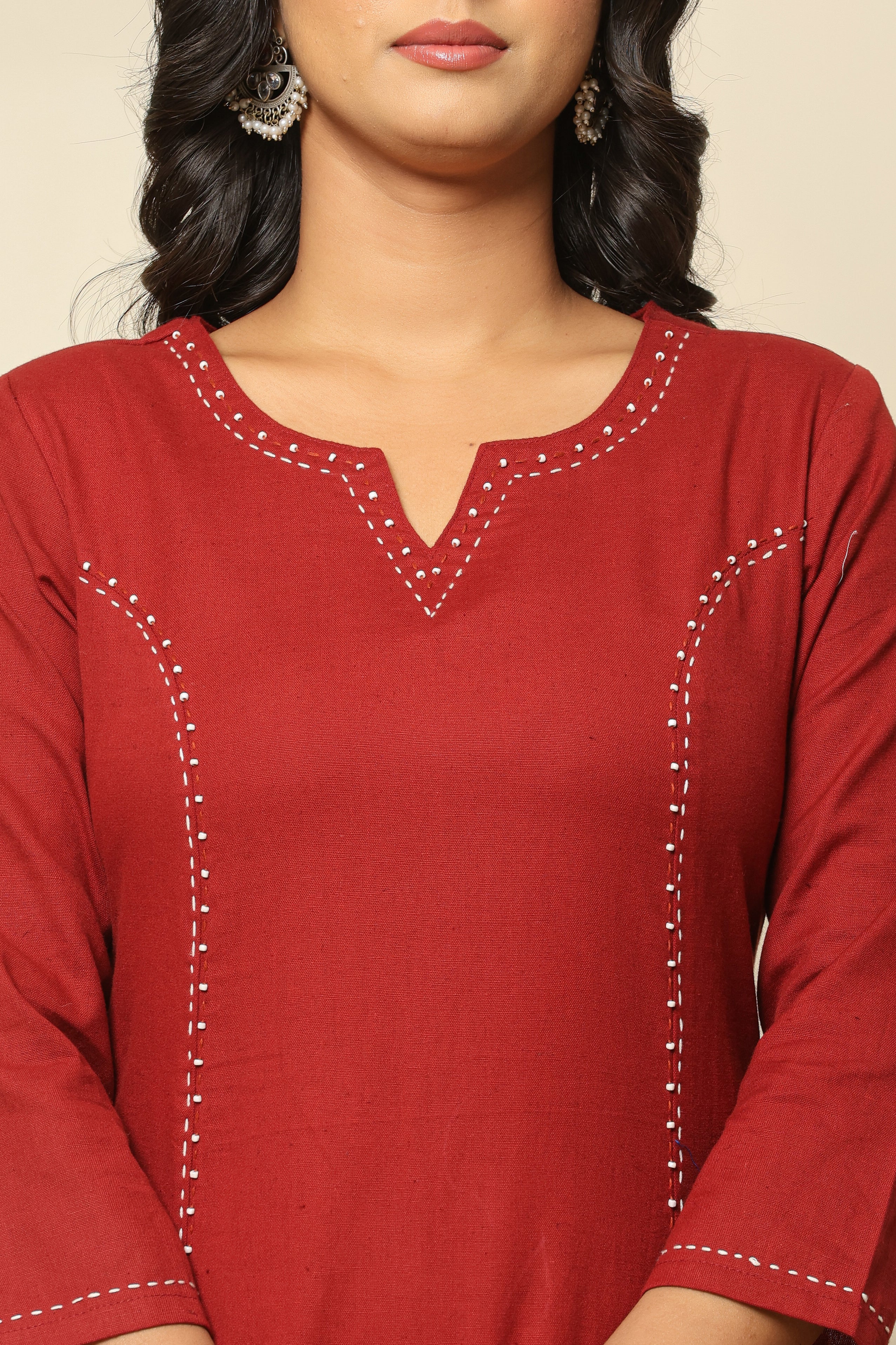 Crimson Charm A-Line Kurti