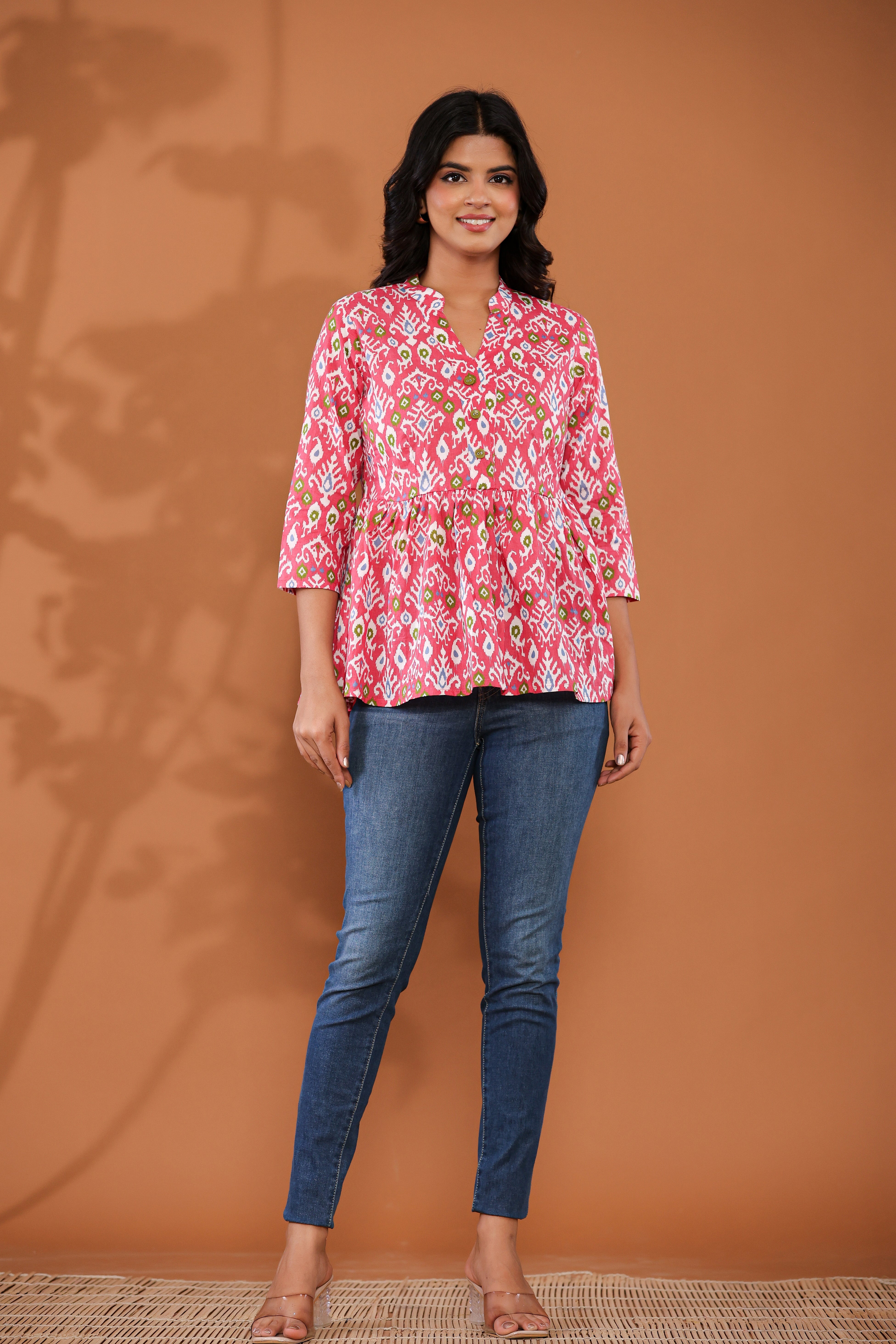 Vibrant Ikat Peplum Top