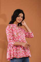 Vibrant Ikat Peplum Top