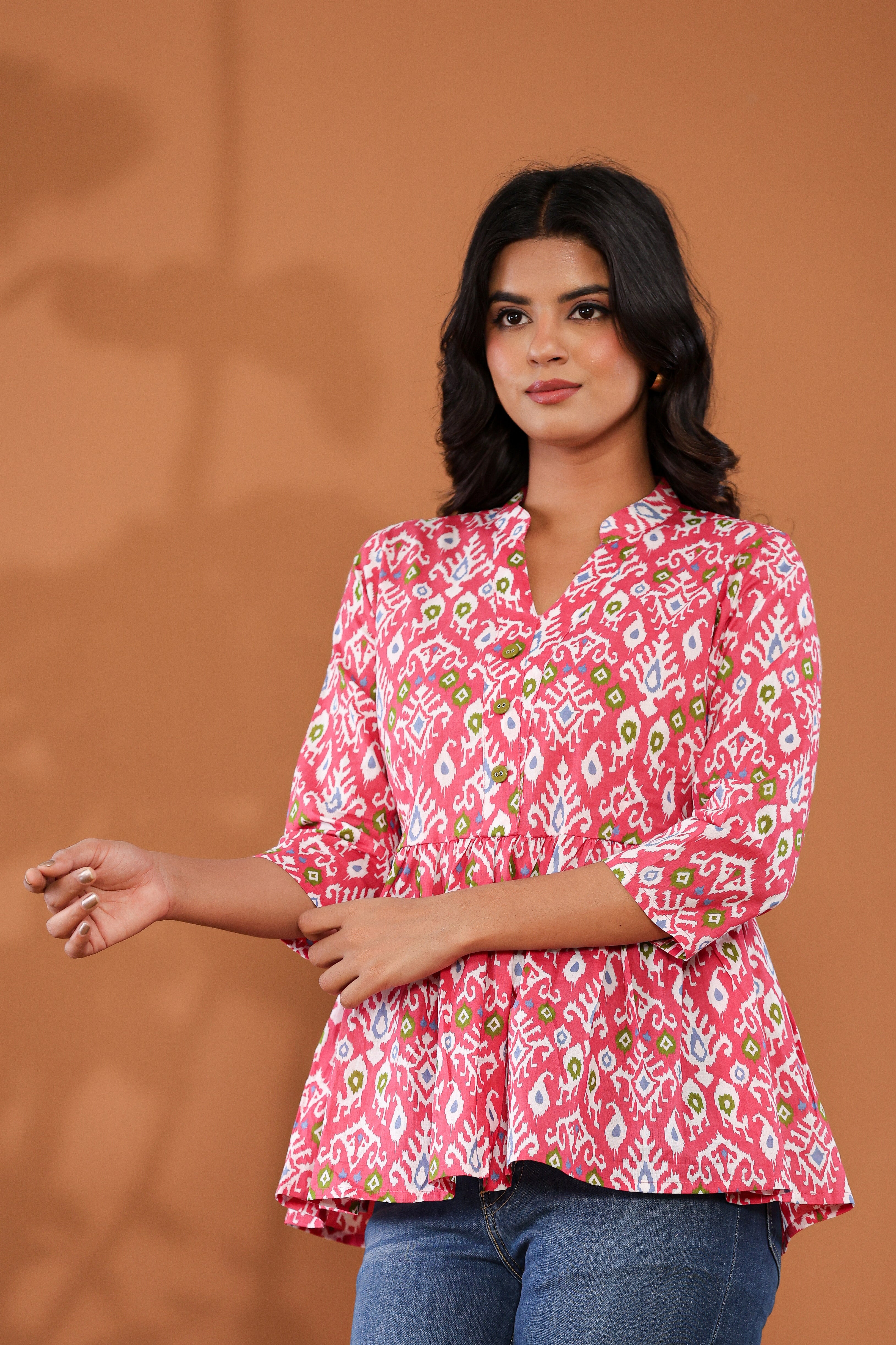 Vibrant Ikat Peplum Top